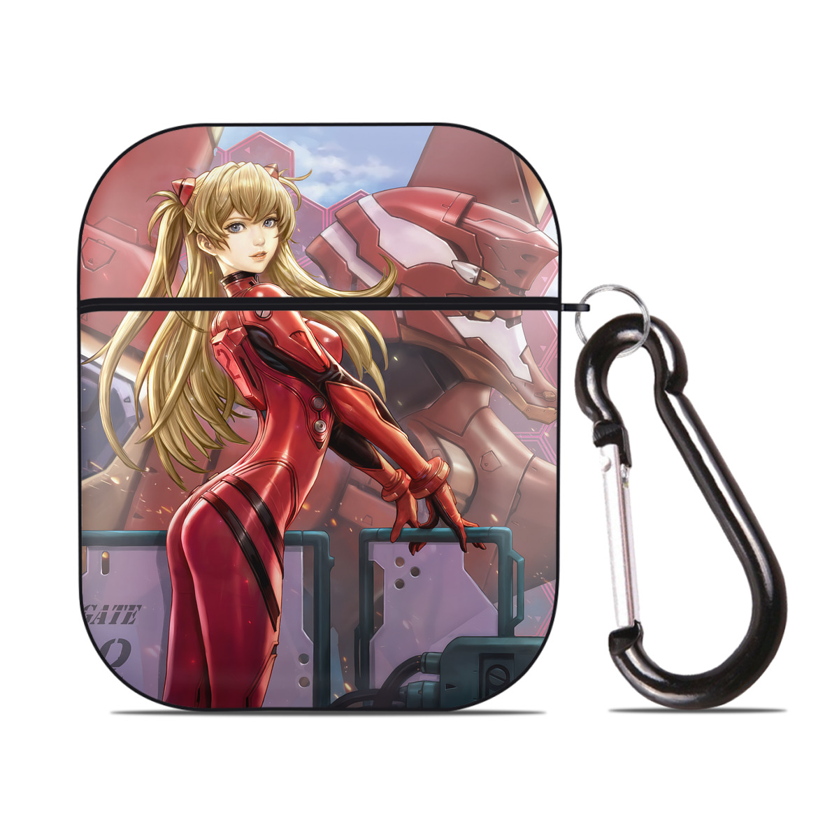 （画像用） EVA 新世紀エヴァンゲリオン AirPods 第2世代保護ケース ハードシェル ブラック 耐衝撃・防指紋・カラビナ付き