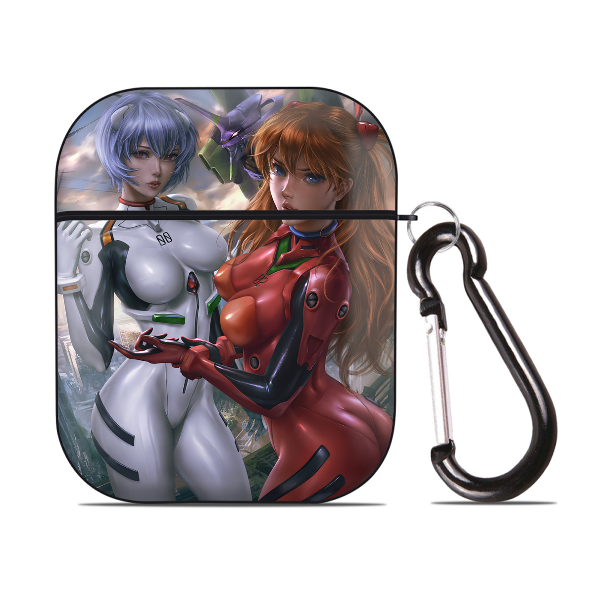 （画像用） EVA 新世紀エヴァンゲリオン AirPods 第2世代保護ケース ハードシェル ブラック 耐衝撃・防指紋・カラビナ付き