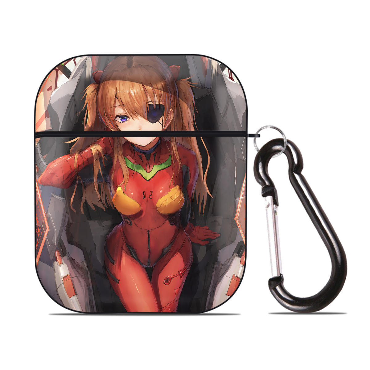 （画像用） EVA 新世紀エヴァンゲリオン AirPods 第2世代保護ケース ハードシェル ブラック 耐衝撃・防指紋・カラビナ付き