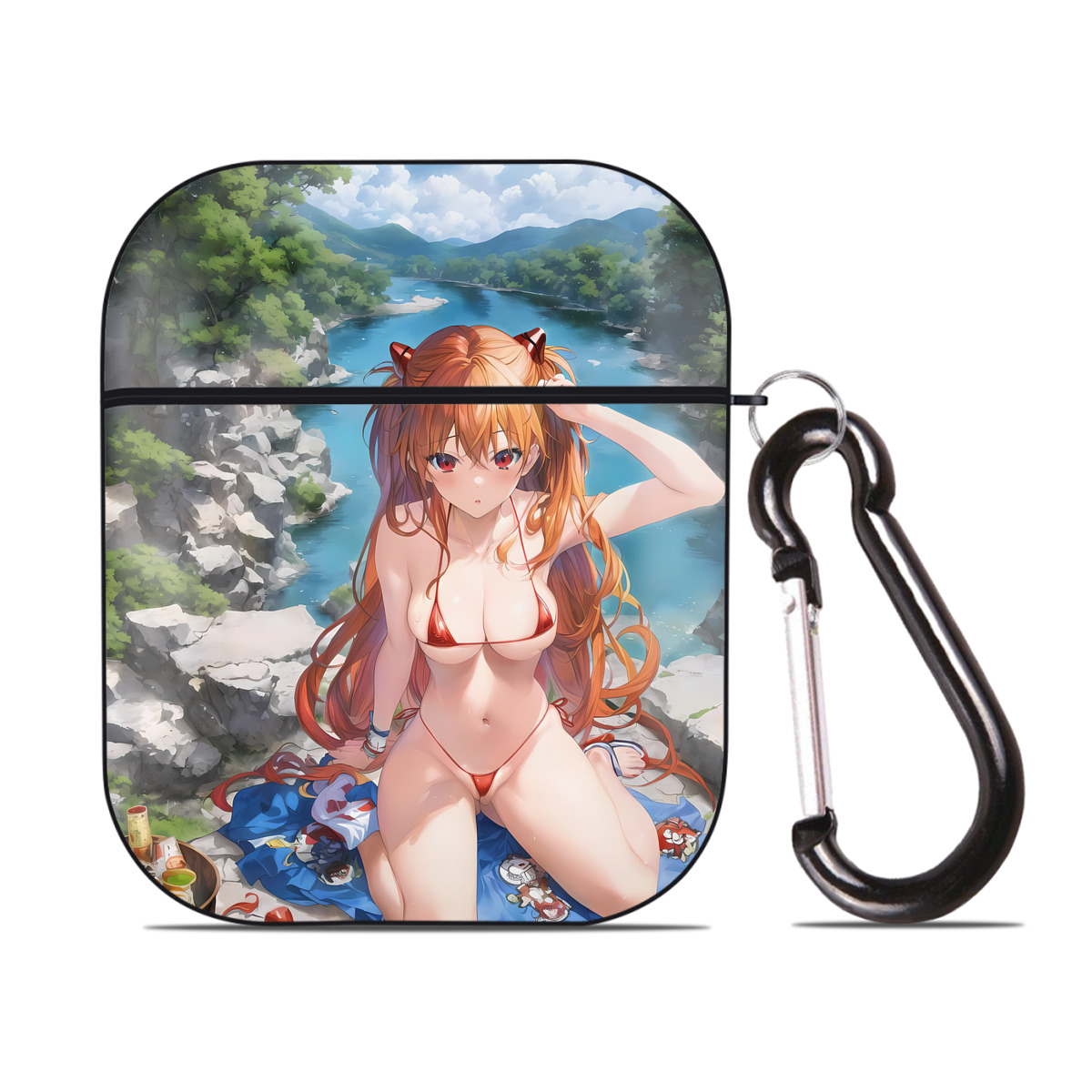 （画像用） EVA 新世紀エヴァンゲリオン AirPods 第2世代保護ケース ハードシェル ブラック 耐衝撃・防指紋・カラビナ付き