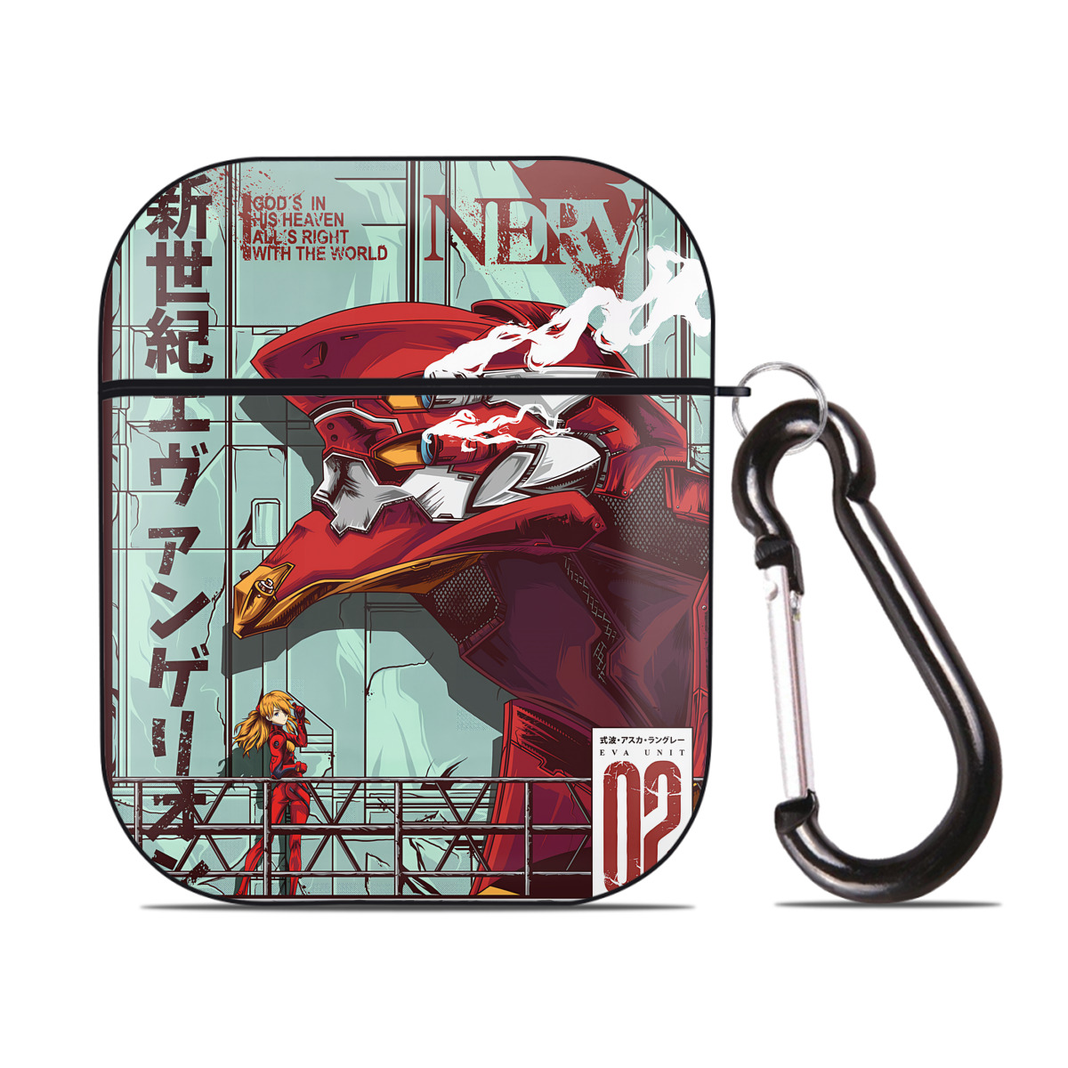 （画像用） EVA 新世紀エヴァンゲリオン AirPods 第2世代保護ケース ハードシェル ブラック 耐衝撃・防指紋・カラビナ付き