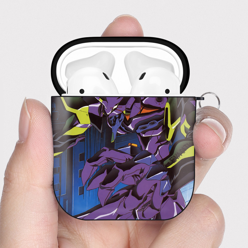 （画像用） EVA 新世紀エヴァンゲリオン AirPods 第2世代保護ケース ハードシェル ブラック 耐衝撃・防指紋・カラビナ付き