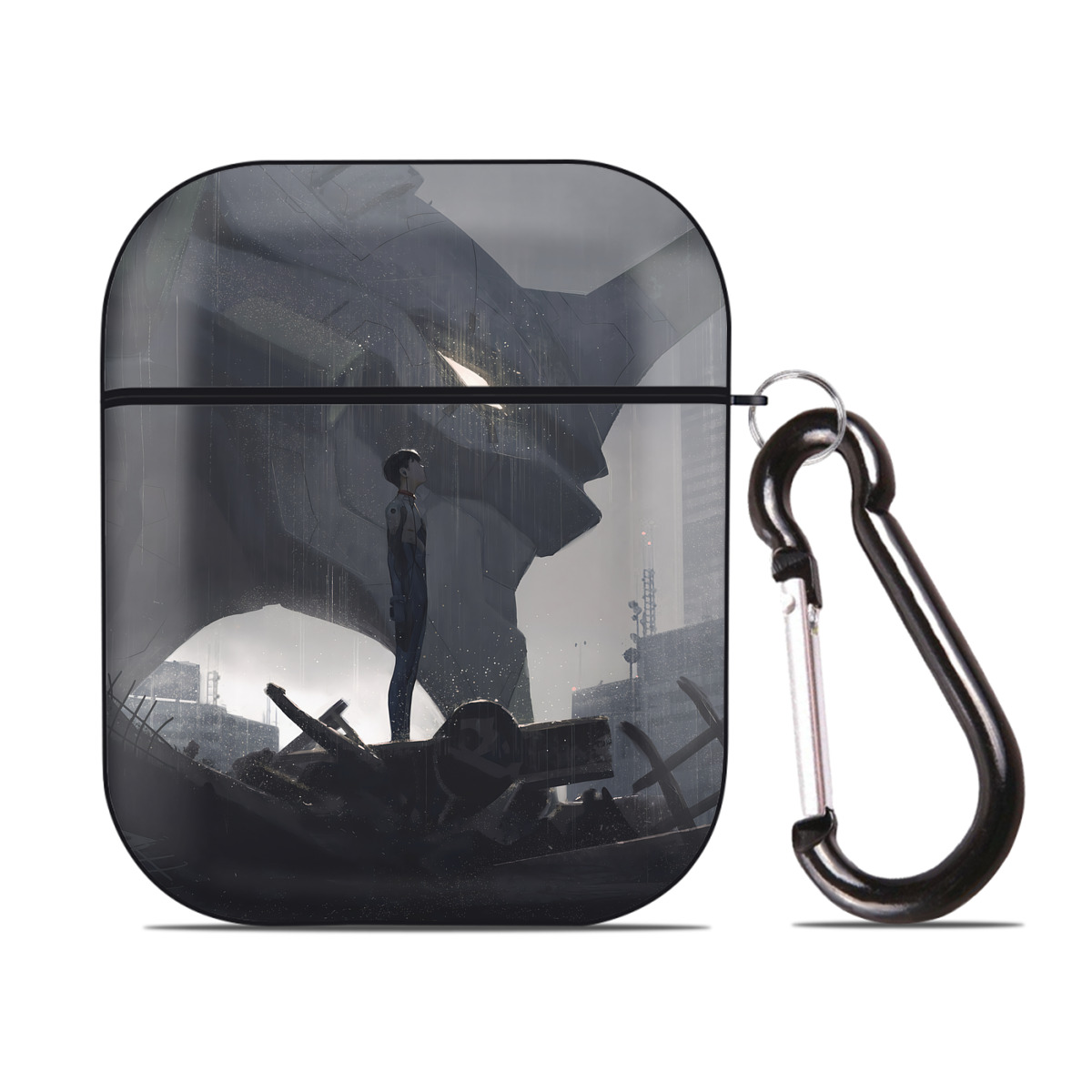 （画像用） EVA 新世紀エヴァンゲリオン AirPods 第2世代保護ケース ハードシェル ブラック 耐衝撃・防指紋・カラビナ付き
