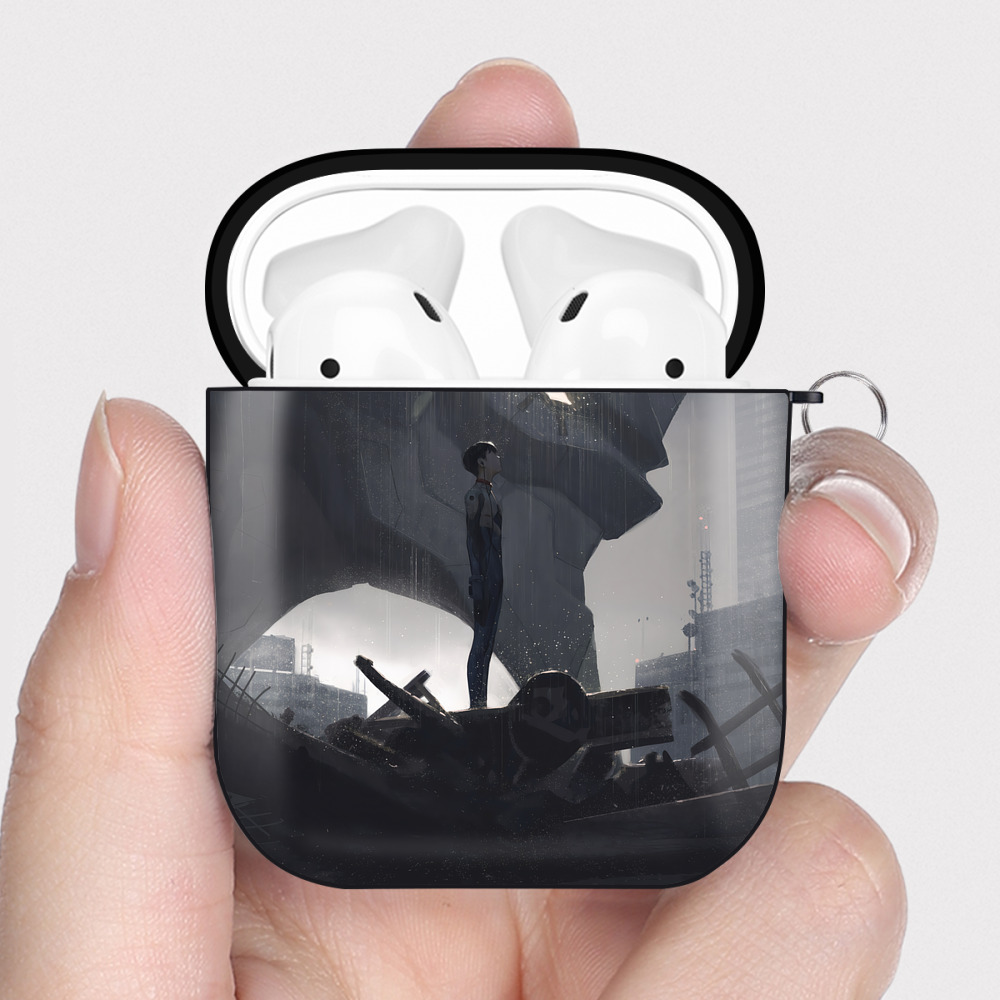 （画像用） EVA 新世紀エヴァンゲリオン AirPods 第2世代保護ケース ハードシェル ブラック 耐衝撃・防指紋・カラビナ付き