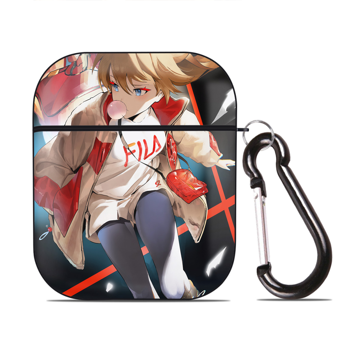 （画像用） EVA 新世紀エヴァンゲリオン AirPods 第2世代保護ケース ハードシェル ブラック 耐衝撃・防指紋・カラビナ付き