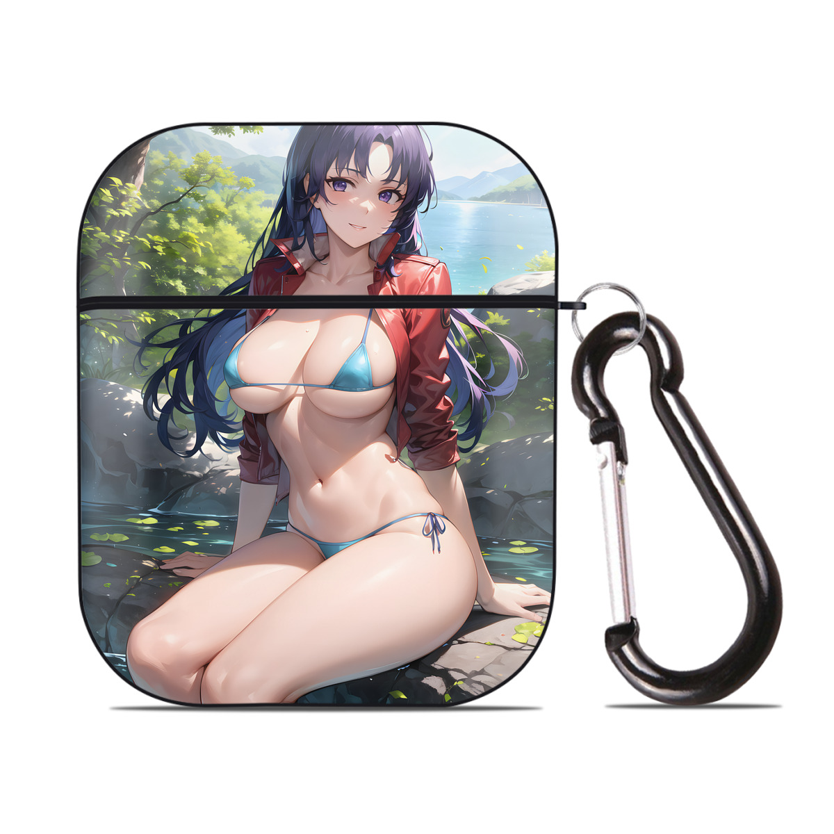 （画像用） EVA 新世紀エヴァンゲリオン AirPods 第2世代保護ケース ハードシェル ブラック 耐衝撃・防指紋・カラビナ付き