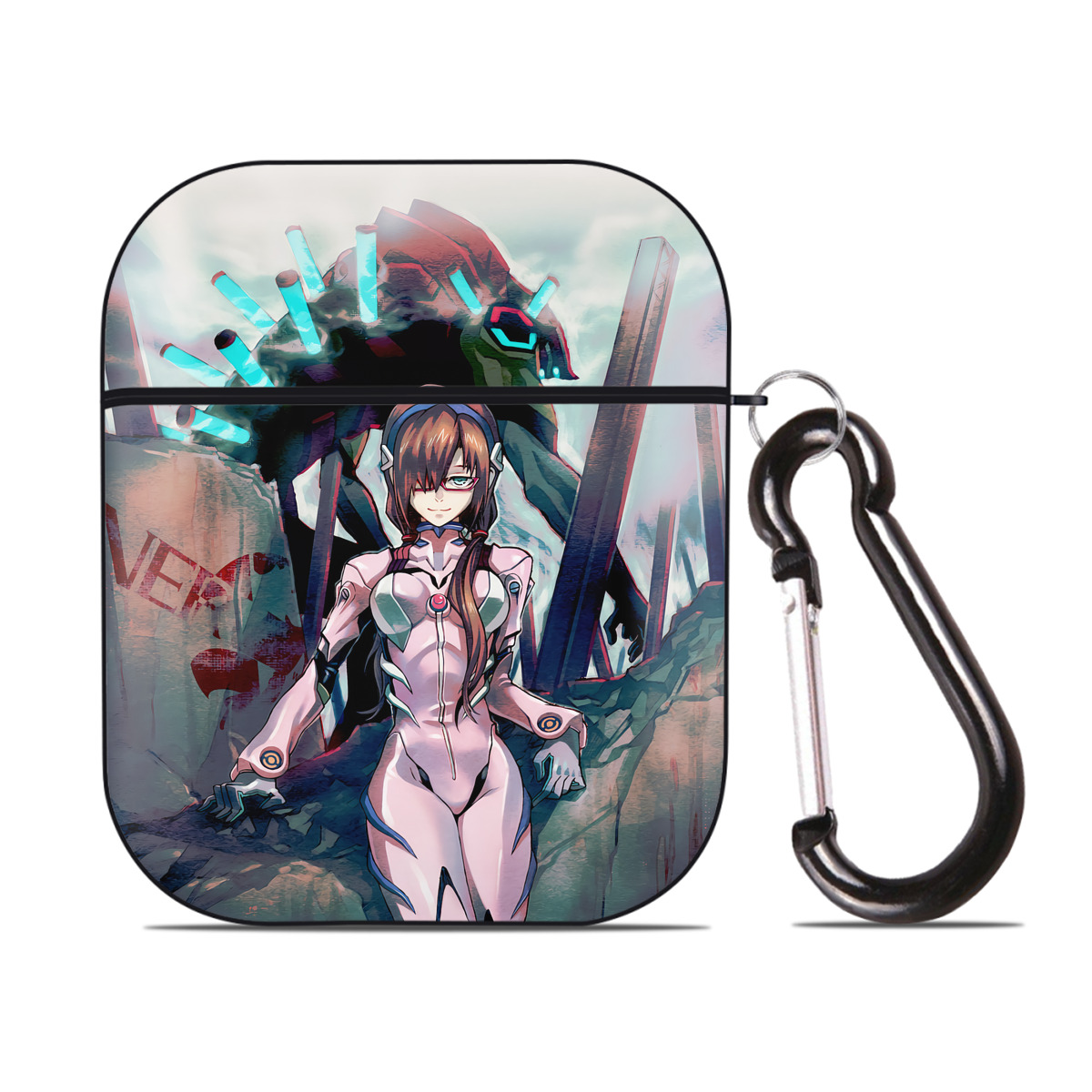 （画像用） EVA 新世紀エヴァンゲリオン AirPods 第2世代保護ケース ハードシェル ブラック 耐衝撃・防指紋・カラビナ付き
