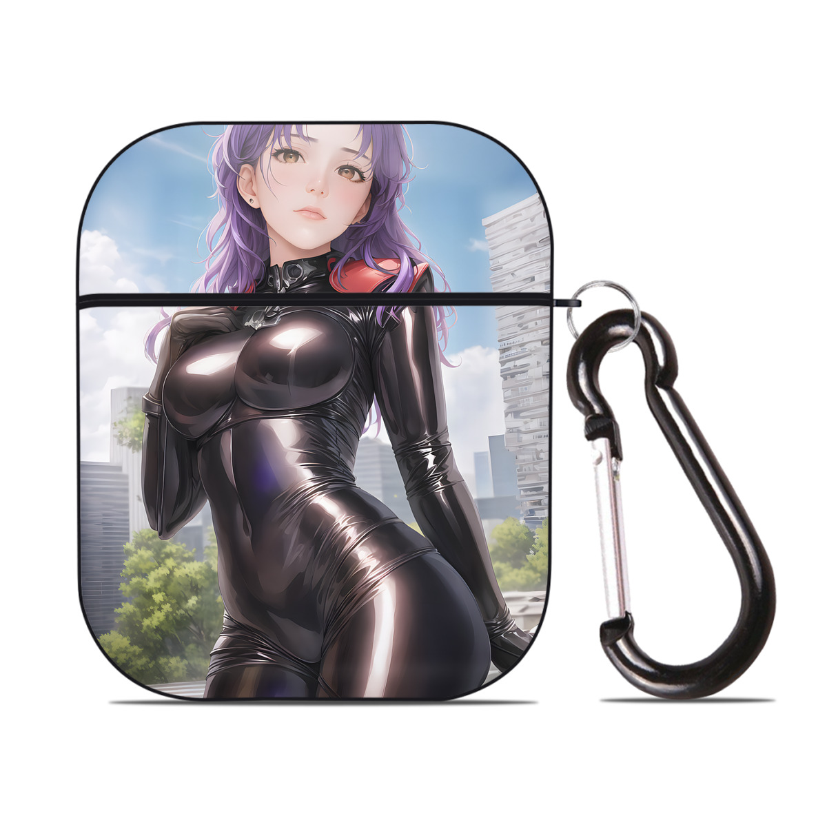 （画像用） EVA 新世紀エヴァンゲリオン AirPods 第2世代保護ケース ハードシェル ブラック 耐衝撃・防指紋・カラビナ付き