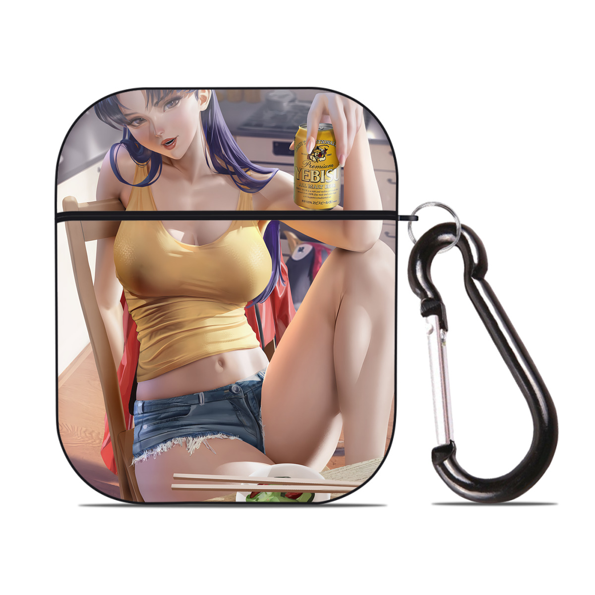 （画像用） EVA 新世紀エヴァンゲリオン AirPods 第2世代保護ケース ハードシェル ブラック 耐衝撃・防指紋・カラビナ付き