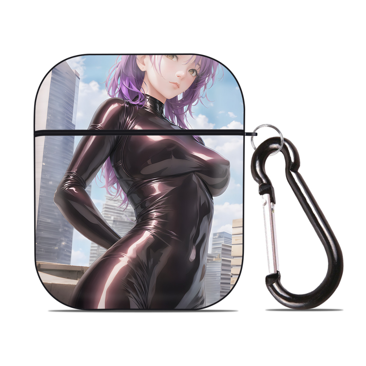 （画像用） EVA 新世紀エヴァンゲリオン AirPods 第2世代保護ケース ハードシェル ブラック 耐衝撃・防指紋・カラビナ付き