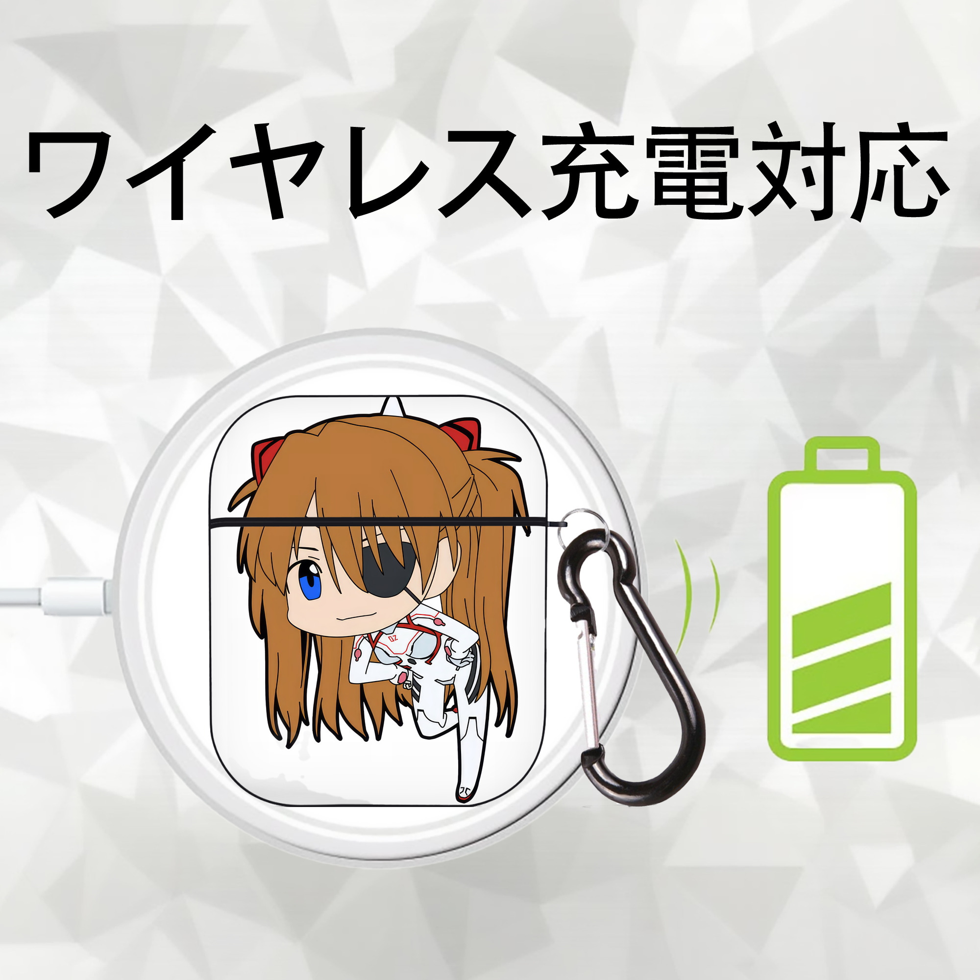 EVA 新世紀エヴァンゲリオン AirPods 第2世代保護ケース ハードシェル ブラック 耐衝撃・防指紋・カラビナ付き