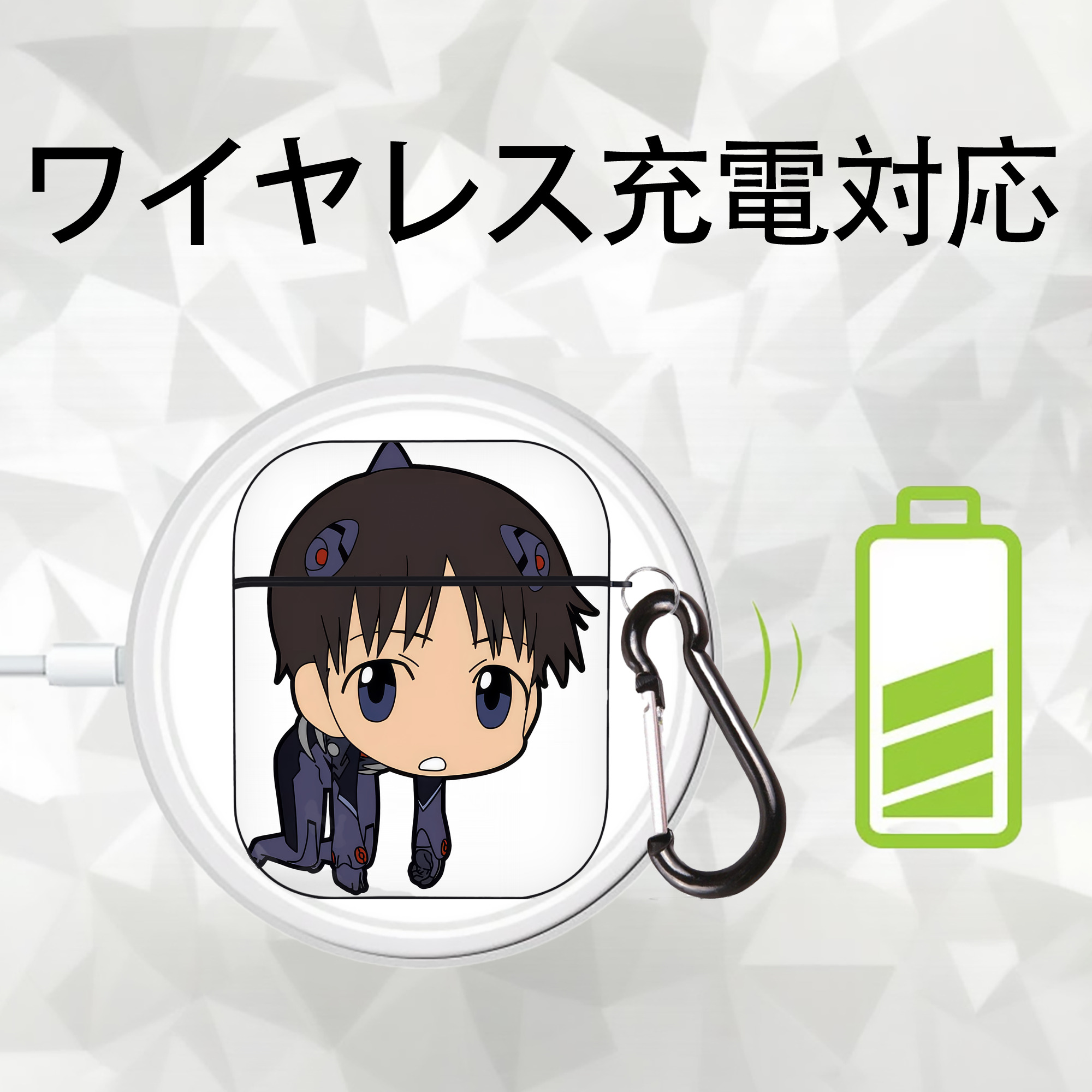 EVA 新世紀エヴァンゲリオン AirPods 第2世代保護ケース ハードシェル ブラック 耐衝撃・防指紋・カラビナ付き