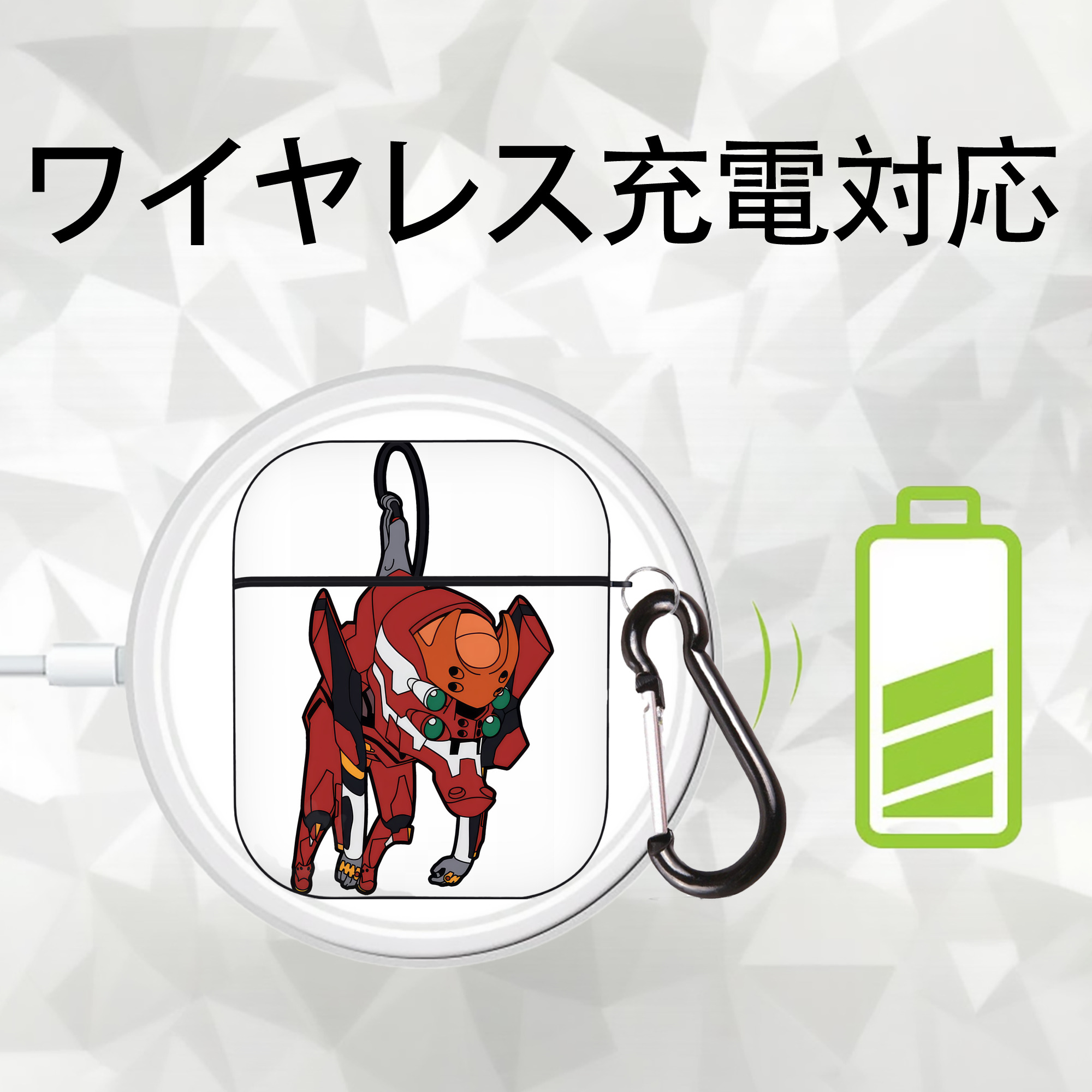 EVA 新世紀エヴァンゲリオン AirPods 第2世代保護ケース ハードシェル ブラック 耐衝撃・防指紋・カラビナ付き
