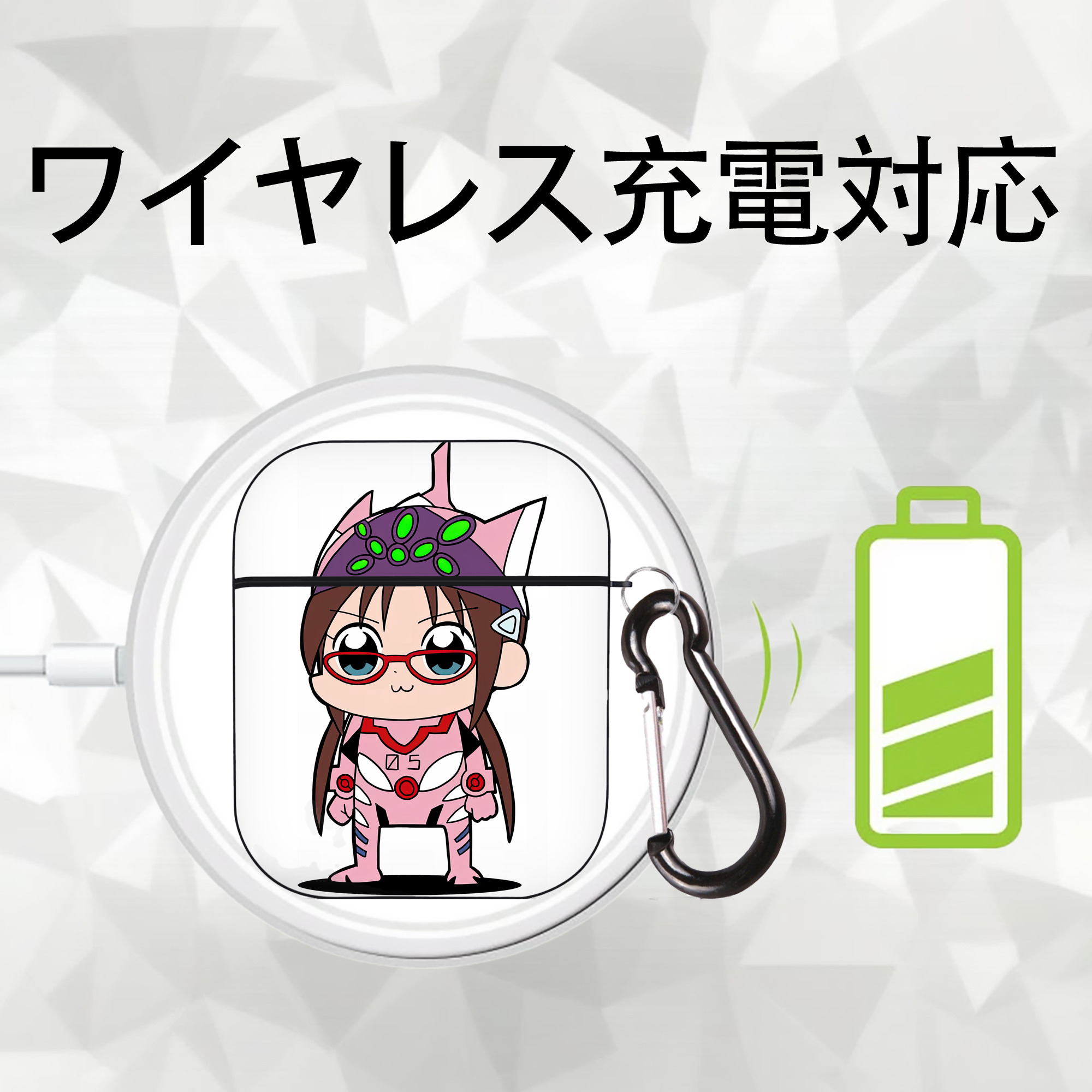 EVA 新世紀エヴァンゲリオン AirPods 第2世代保護ケース ハードシェル ブラック 耐衝撃・防指紋・カラビナ付き