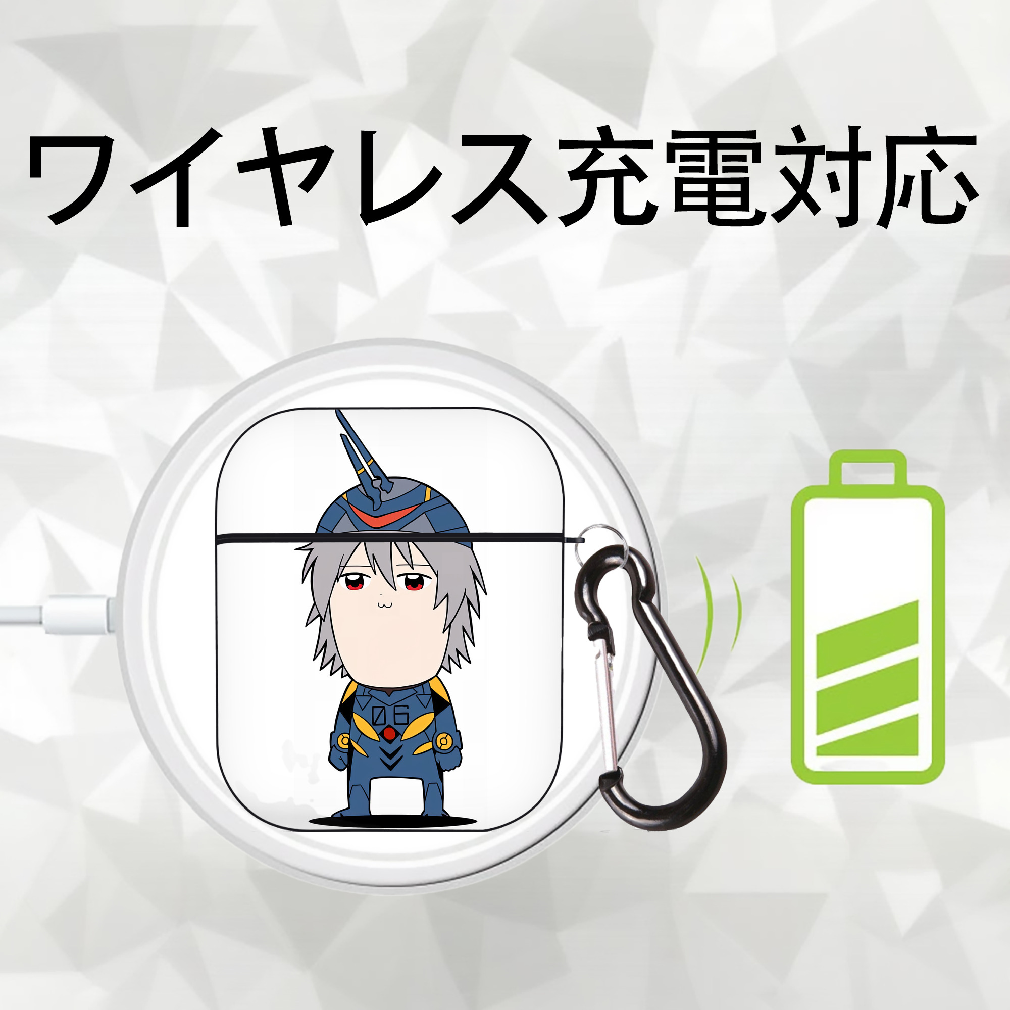 EVA 新世紀エヴァンゲリオン AirPods 第2世代保護ケース ハードシェル ブラック 耐衝撃・防指紋・カラビナ付き