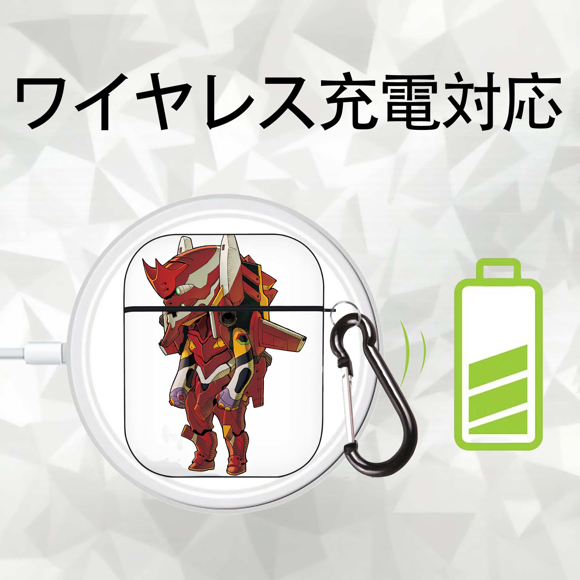 EVA 新世紀エヴァンゲリオン AirPods 第2世代保護ケース ハードシェル ブラック 耐衝撃・防指紋・カラビナ付き