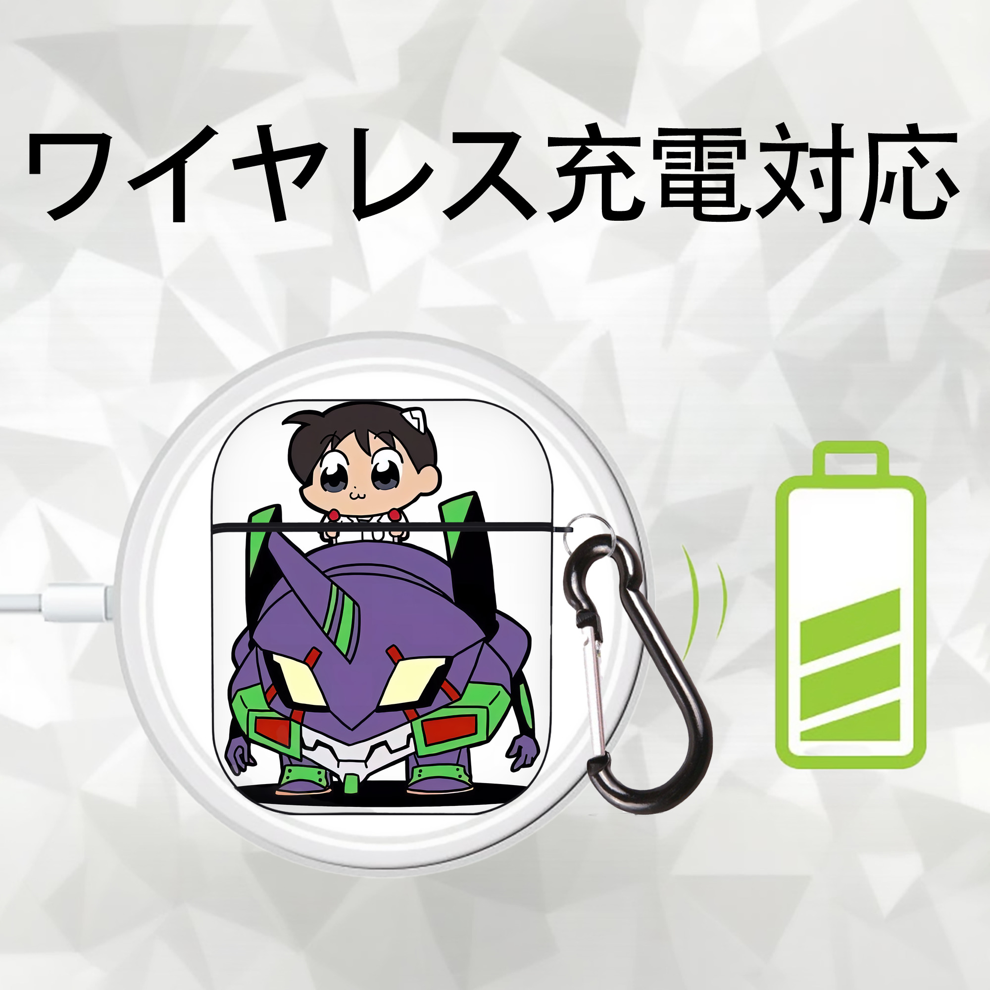 EVA 新世紀エヴァンゲリオン AirPods 第2世代保護ケース ハードシェル ブラック 耐衝撃・防指紋・カラビナ付き