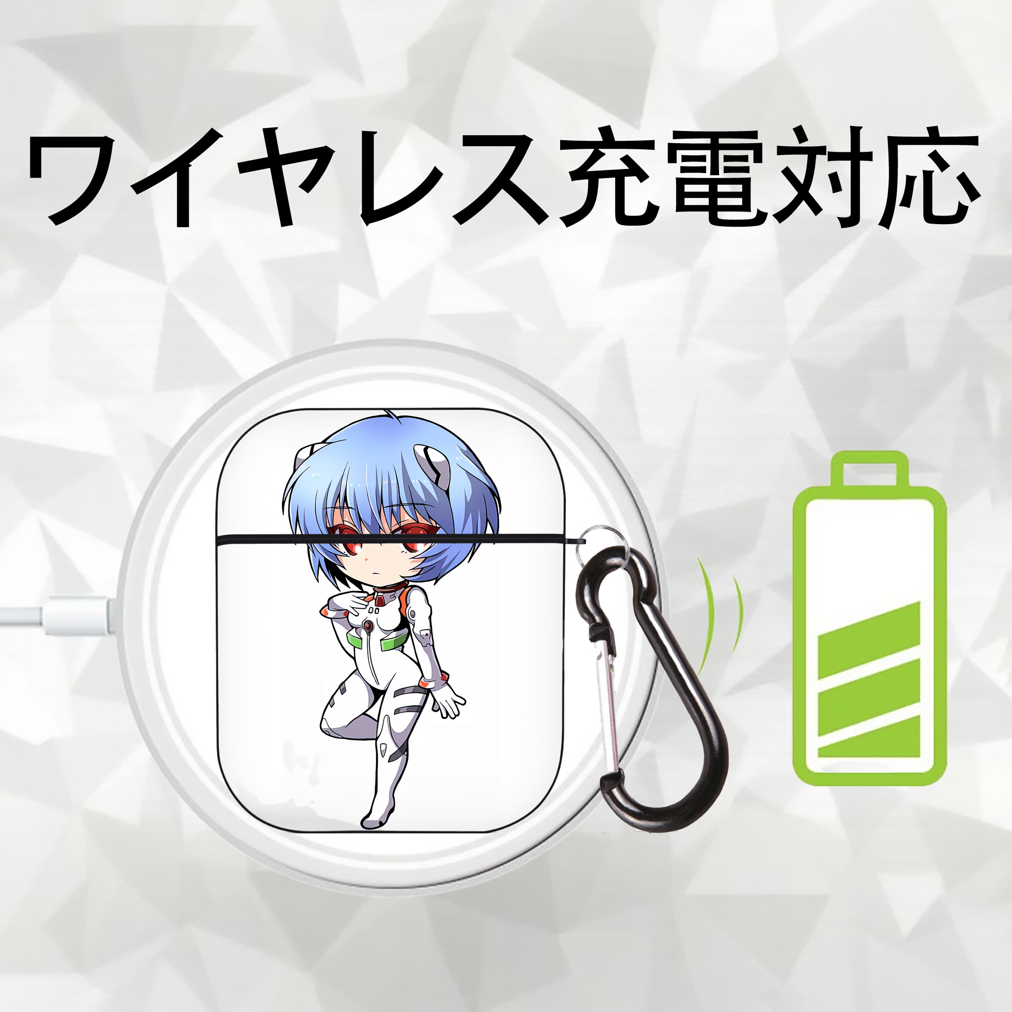 EVA 新世紀エヴァンゲリオン AirPods 第2世代保護ケース ハードシェル ブラック 耐衝撃・防指紋・カラビナ付き