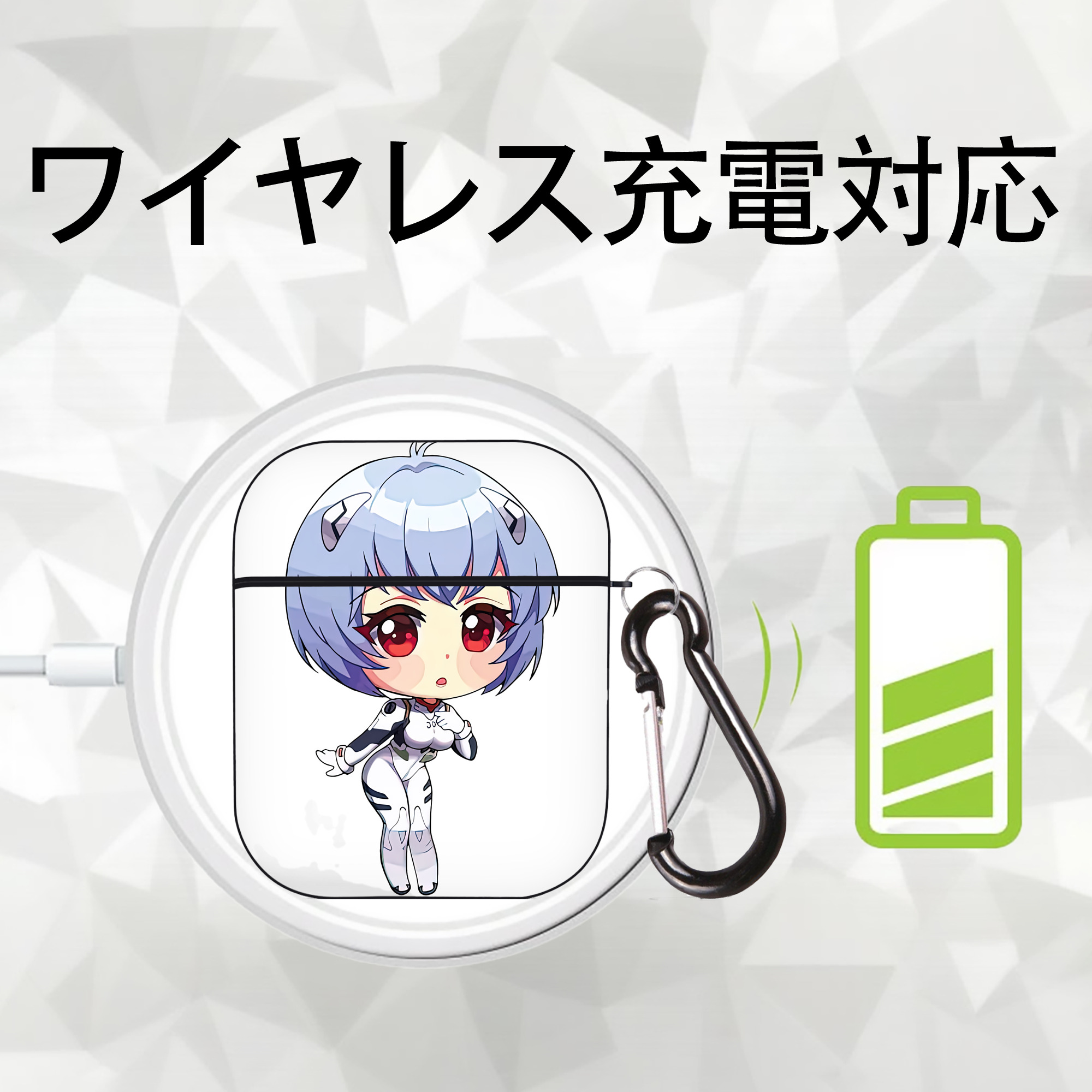 EVA 新世紀エヴァンゲリオン AirPods 第2世代保護ケース ハードシェル ブラック 耐衝撃・防指紋・カラビナ付き