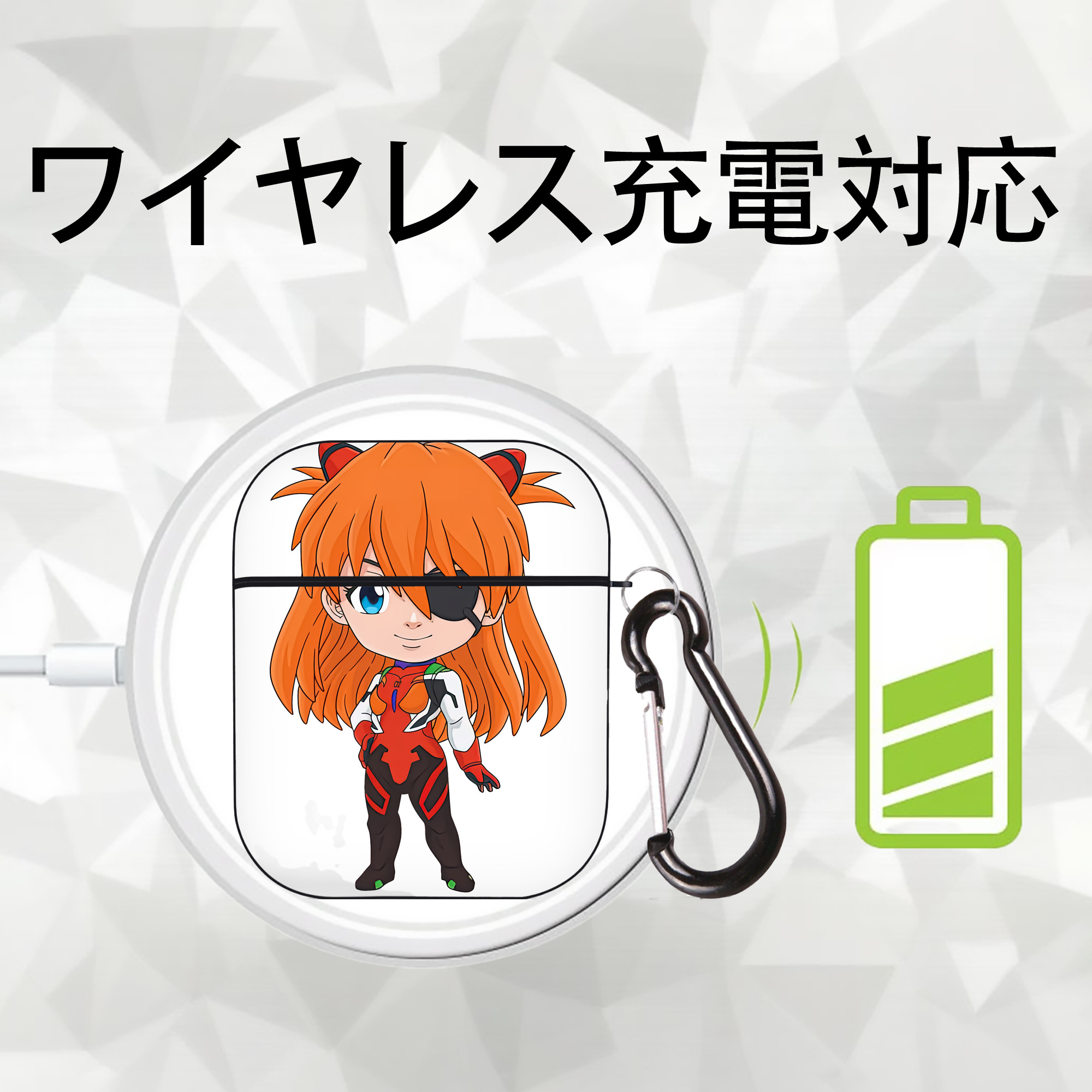 EVA 新世紀エヴァンゲリオン AirPods 第2世代保護ケース ハードシェル ブラック 耐衝撃・防指紋・カラビナ付き