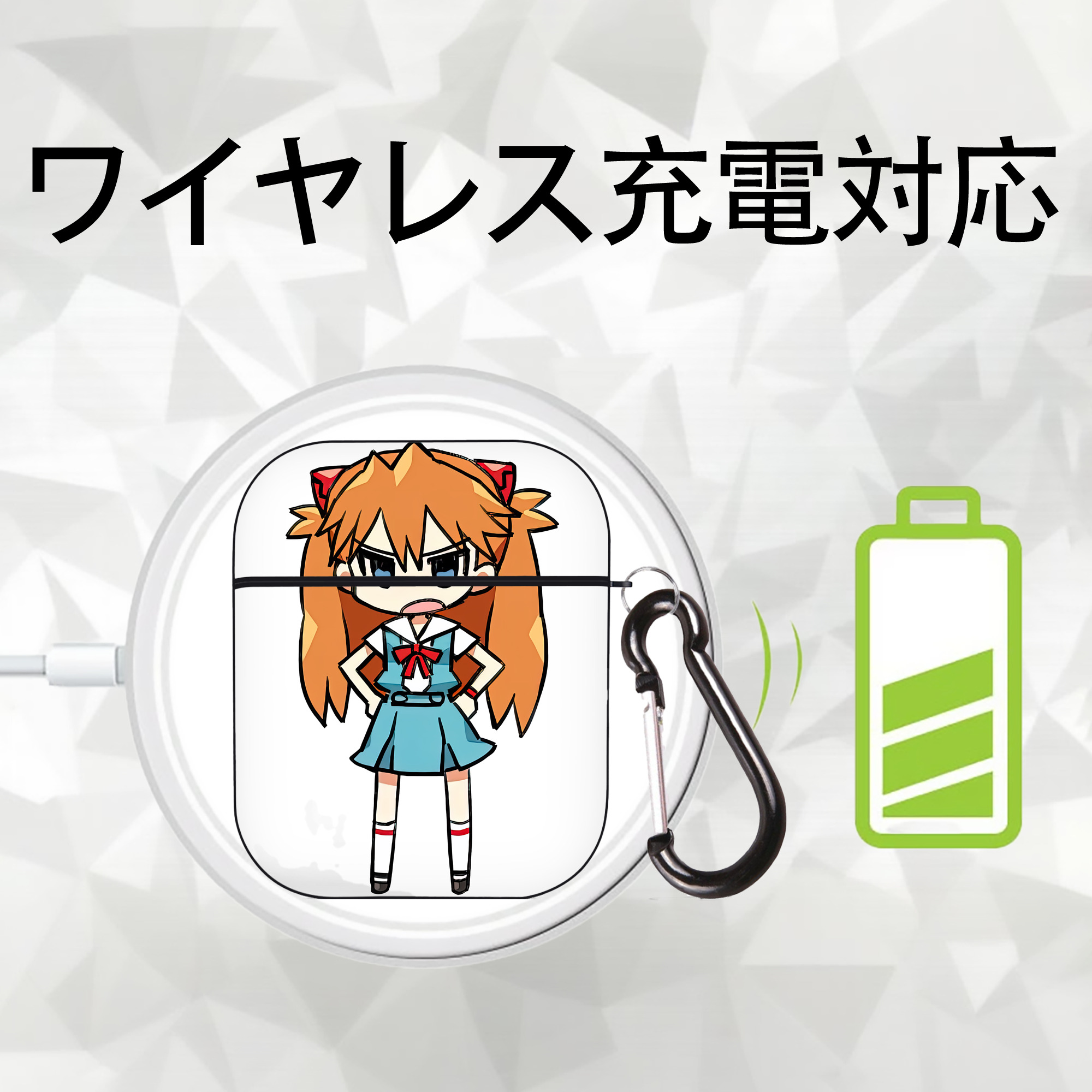 EVA 新世紀エヴァンゲリオン AirPods 第2世代保護ケース ハードシェル ブラック 耐衝撃・防指紋・カラビナ付き