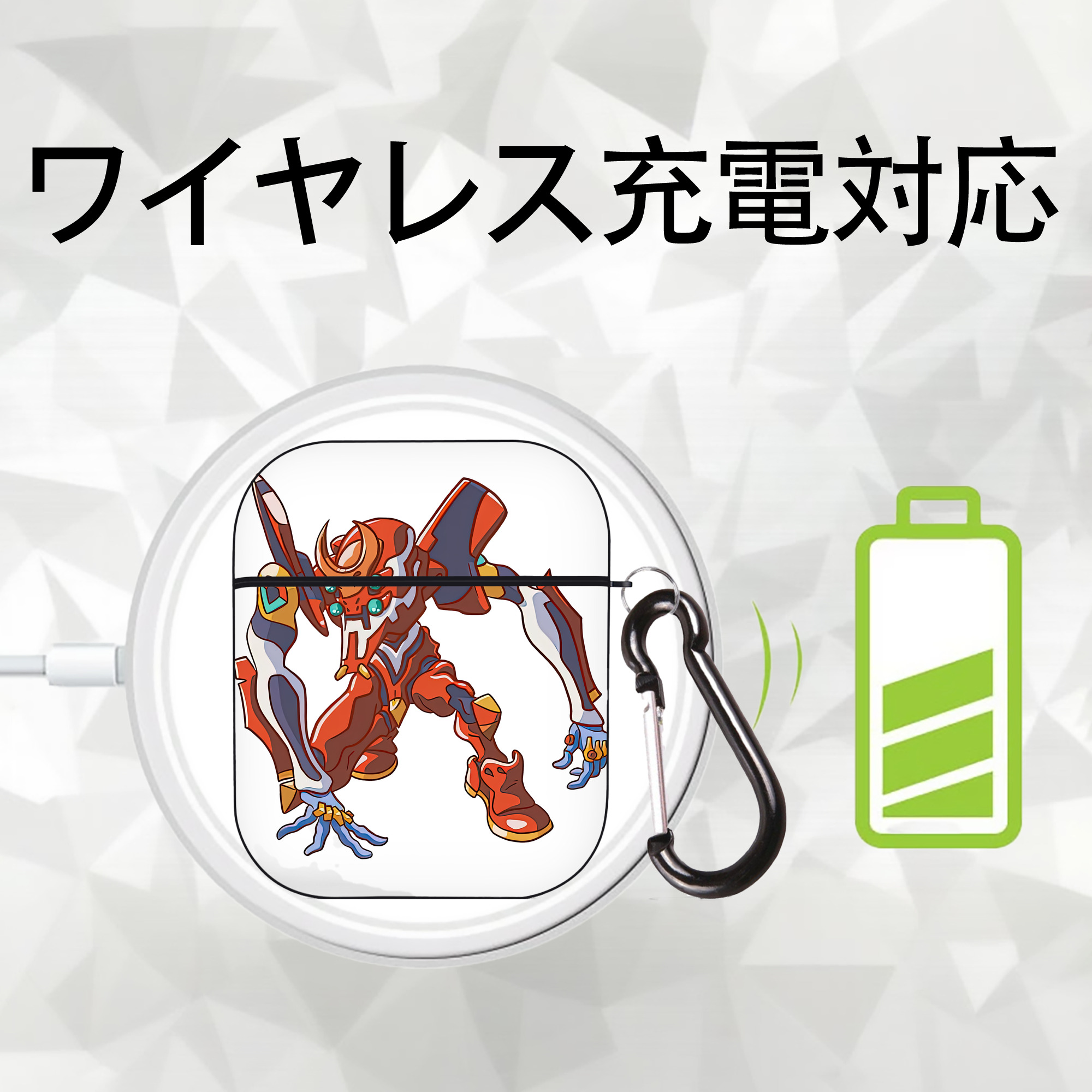 EVA 新世紀エヴァンゲリオン AirPods 第2世代保護ケース ハードシェル ブラック 耐衝撃・防指紋・カラビナ付き