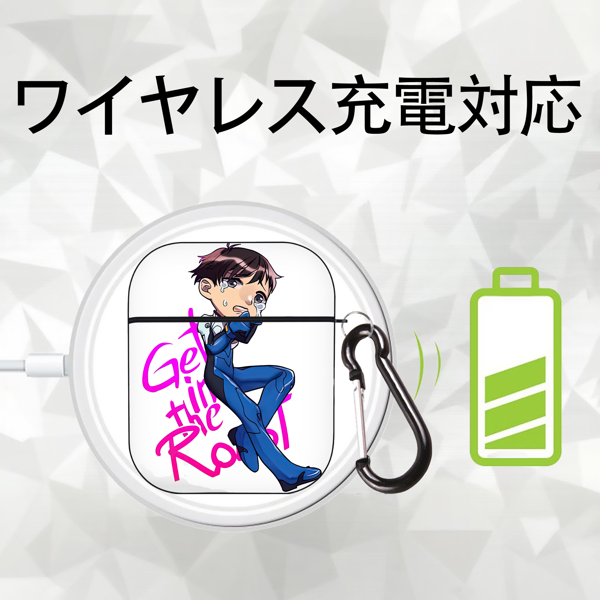 EVA 新世紀エヴァンゲリオン AirPods 第2世代保護ケース ハードシェル ブラック 耐衝撃・防指紋・カラビナ付き