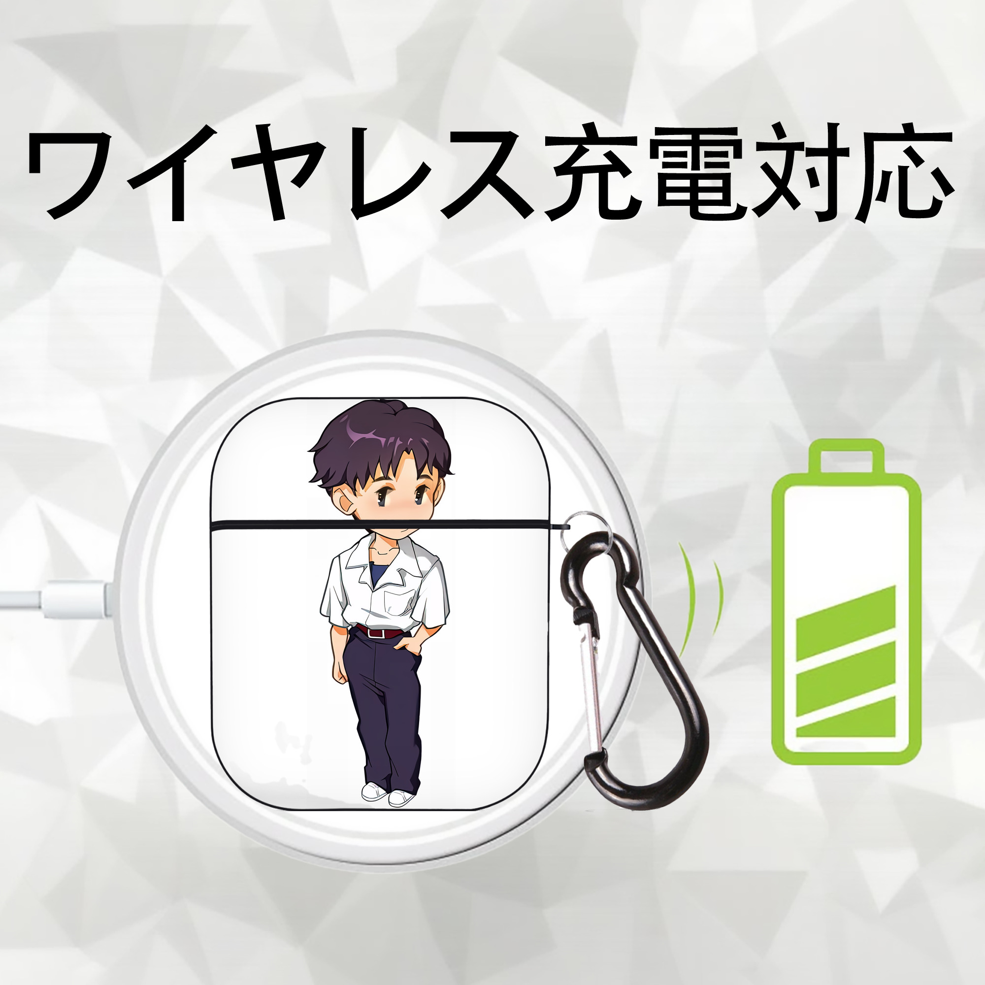 EVA 新世紀エヴァンゲリオン AirPods 第2世代保護ケース ハードシェル ブラック 耐衝撃・防指紋・カラビナ付き