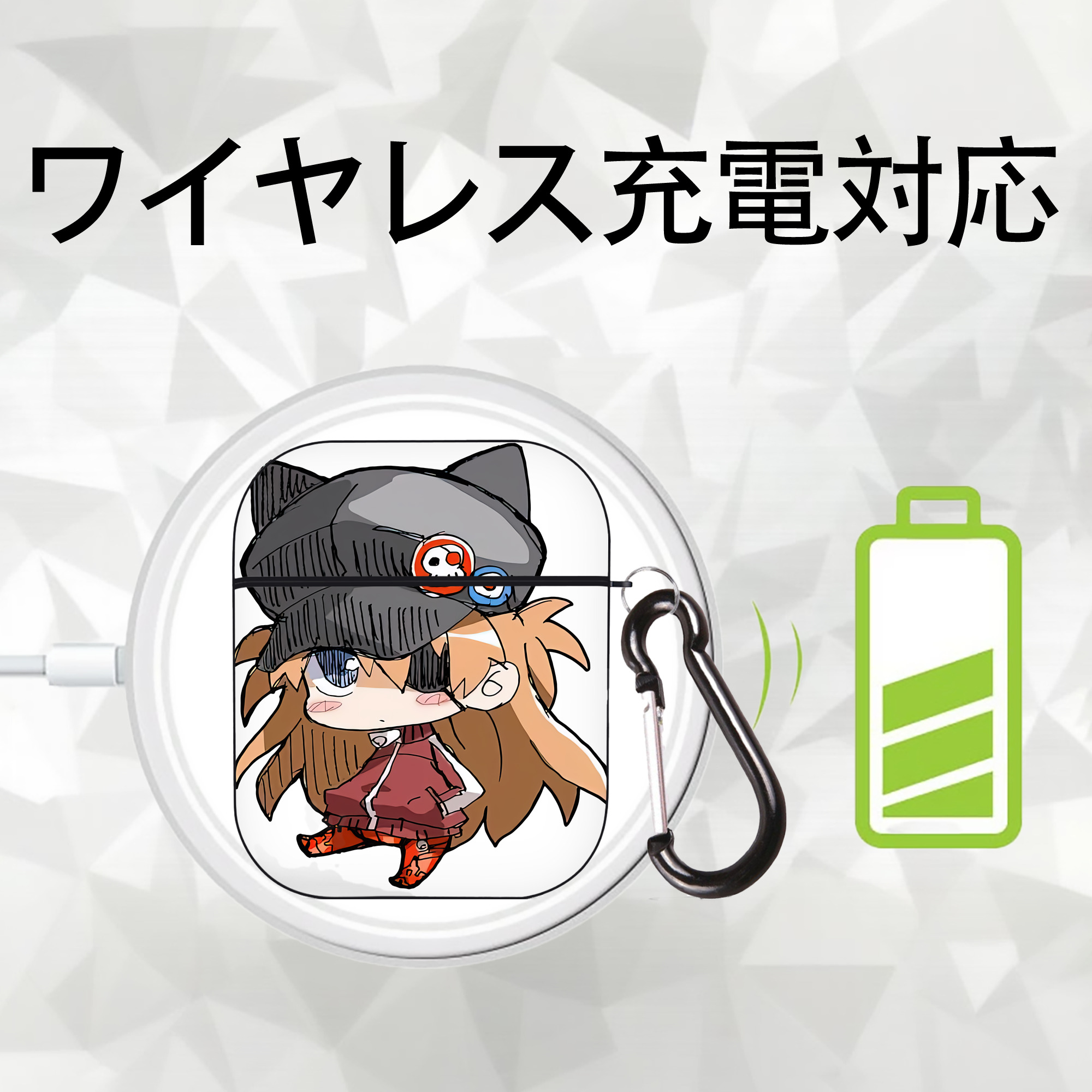EVA 新世紀エヴァンゲリオン AirPods 第2世代保護ケース ハードシェル ブラック 耐衝撃・防指紋・カラビナ付き