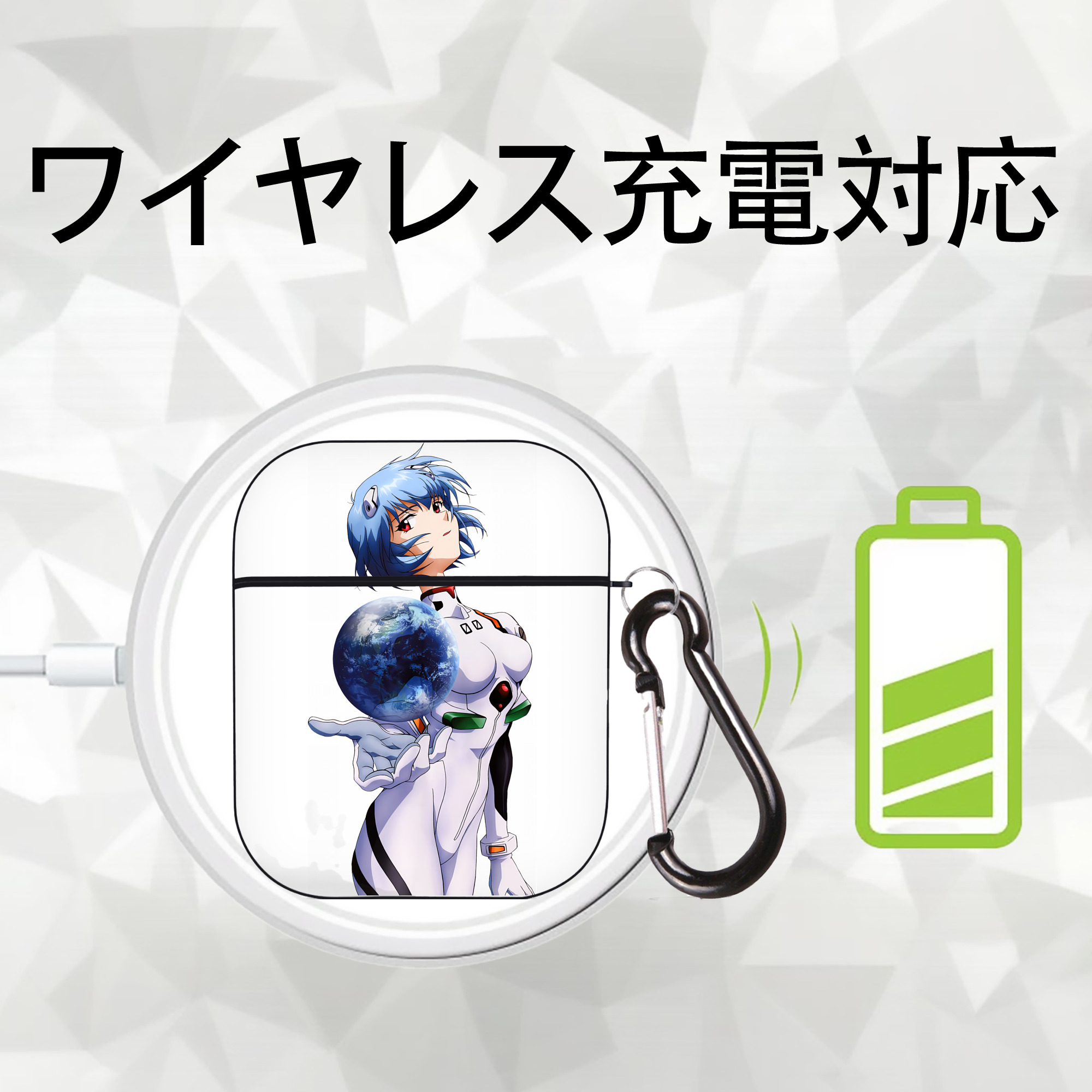 EVA 新世紀エヴァンゲリオン AirPods 第2世代保護ケース ハードシェル ブラック 耐衝撃・防指紋・カラビナ付き