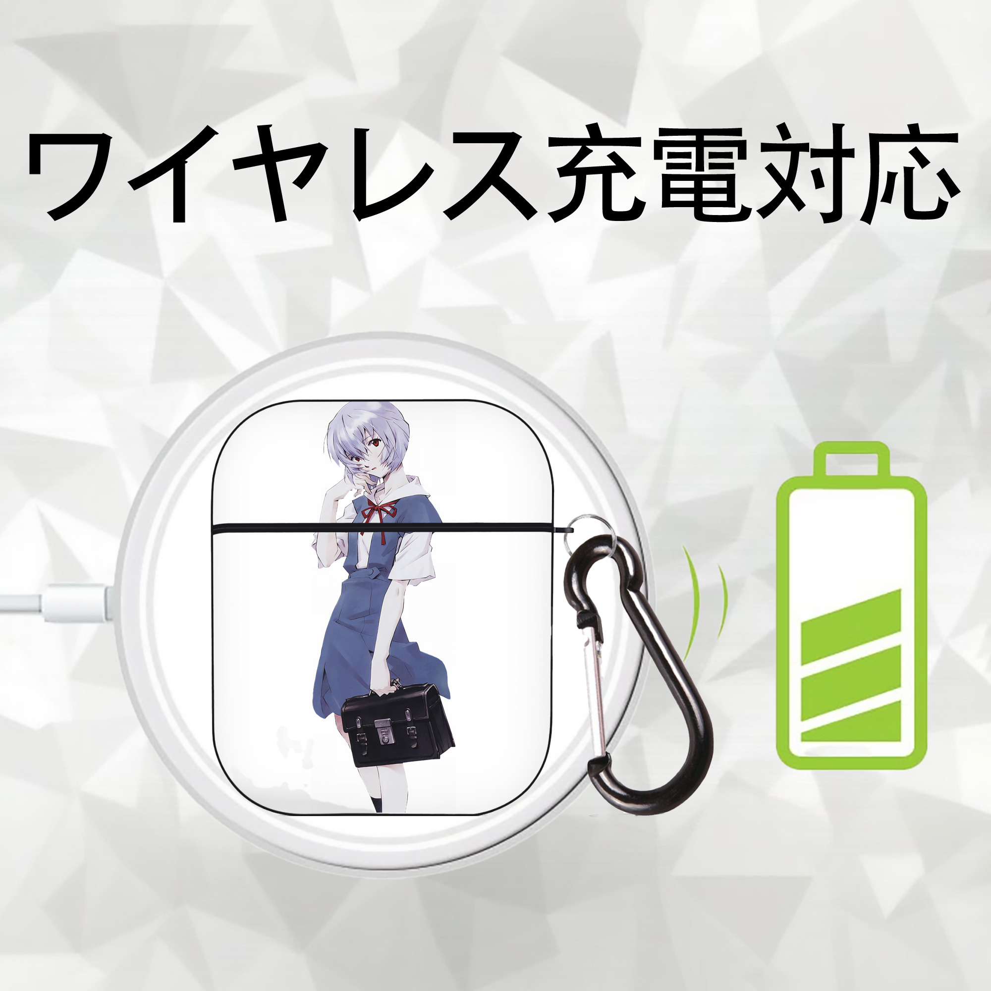 EVA 新世紀エヴァンゲリオン AirPods 第2世代保護ケース ハードシェル ブラック 耐衝撃・防指紋・カラビナ付き