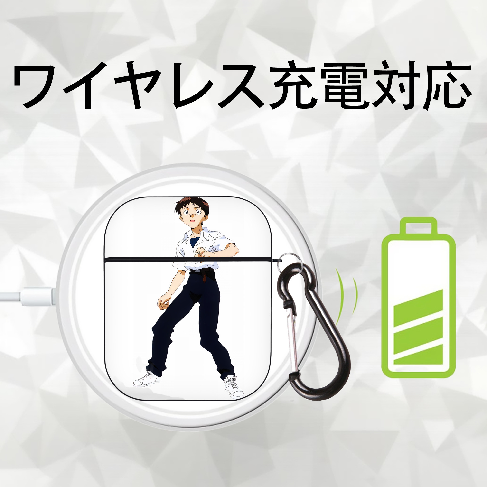 EVA 新世紀エヴァンゲリオン AirPods 第2世代保護ケース ハードシェル ブラック 耐衝撃・防指紋・カラビナ付き