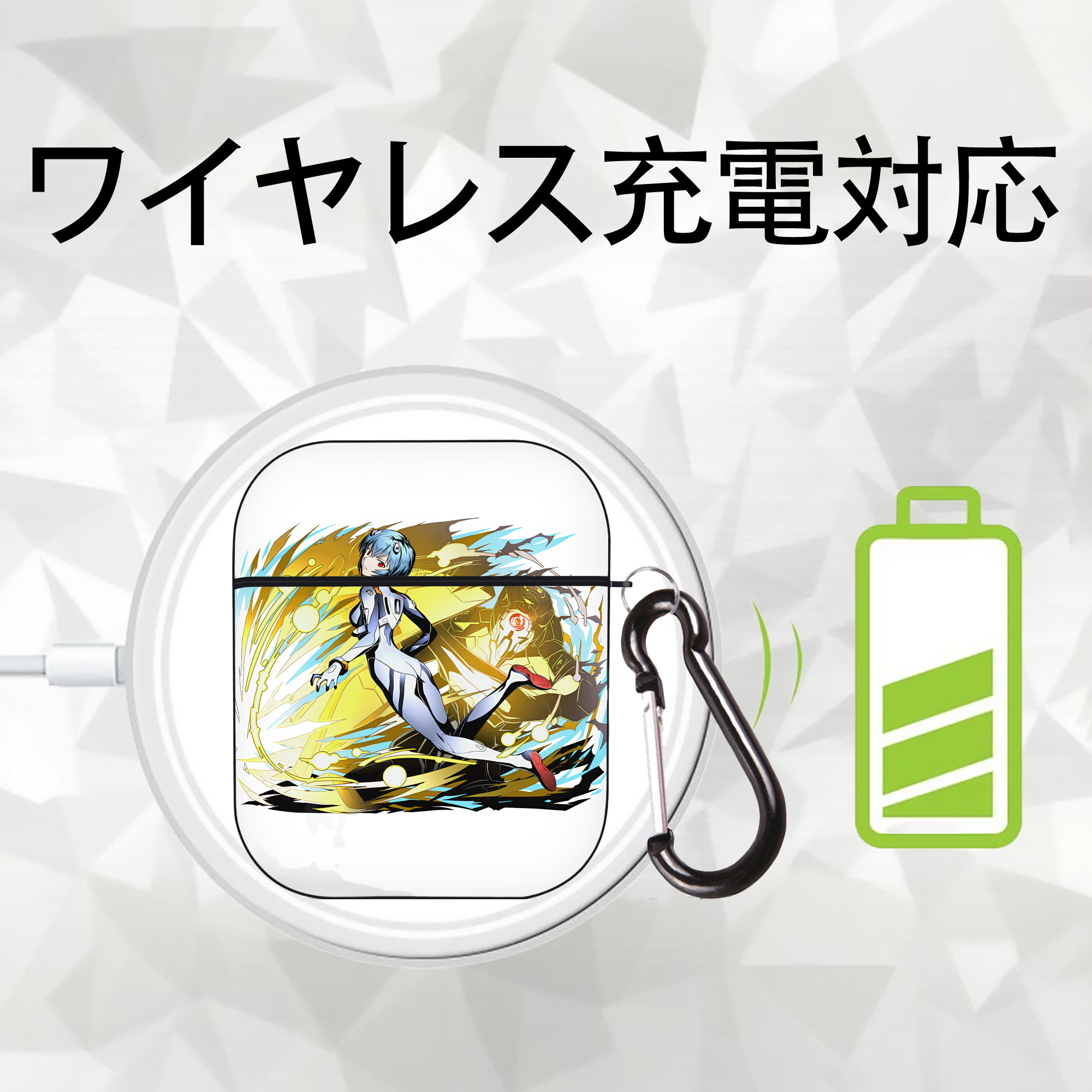 EVA 新世紀エヴァンゲリオン AirPods 第2世代保護ケース ハードシェル ブラック 耐衝撃・防指紋・カラビナ付き