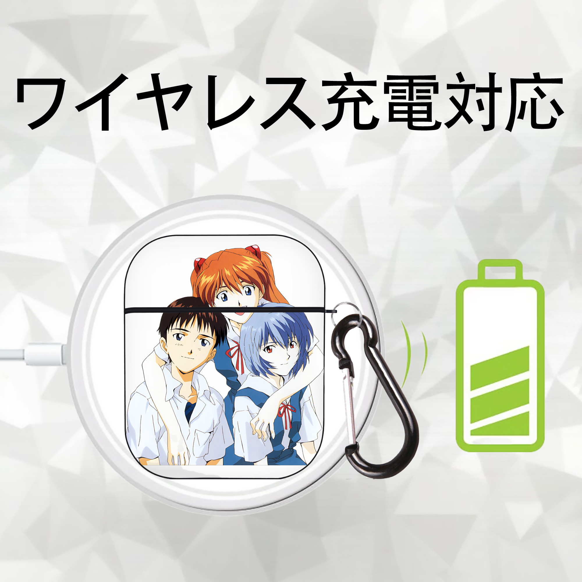 EVA 新世紀エヴァンゲリオン AirPods 第2世代保護ケース ハードシェル ブラック 耐衝撃・防指紋・カラビナ付き