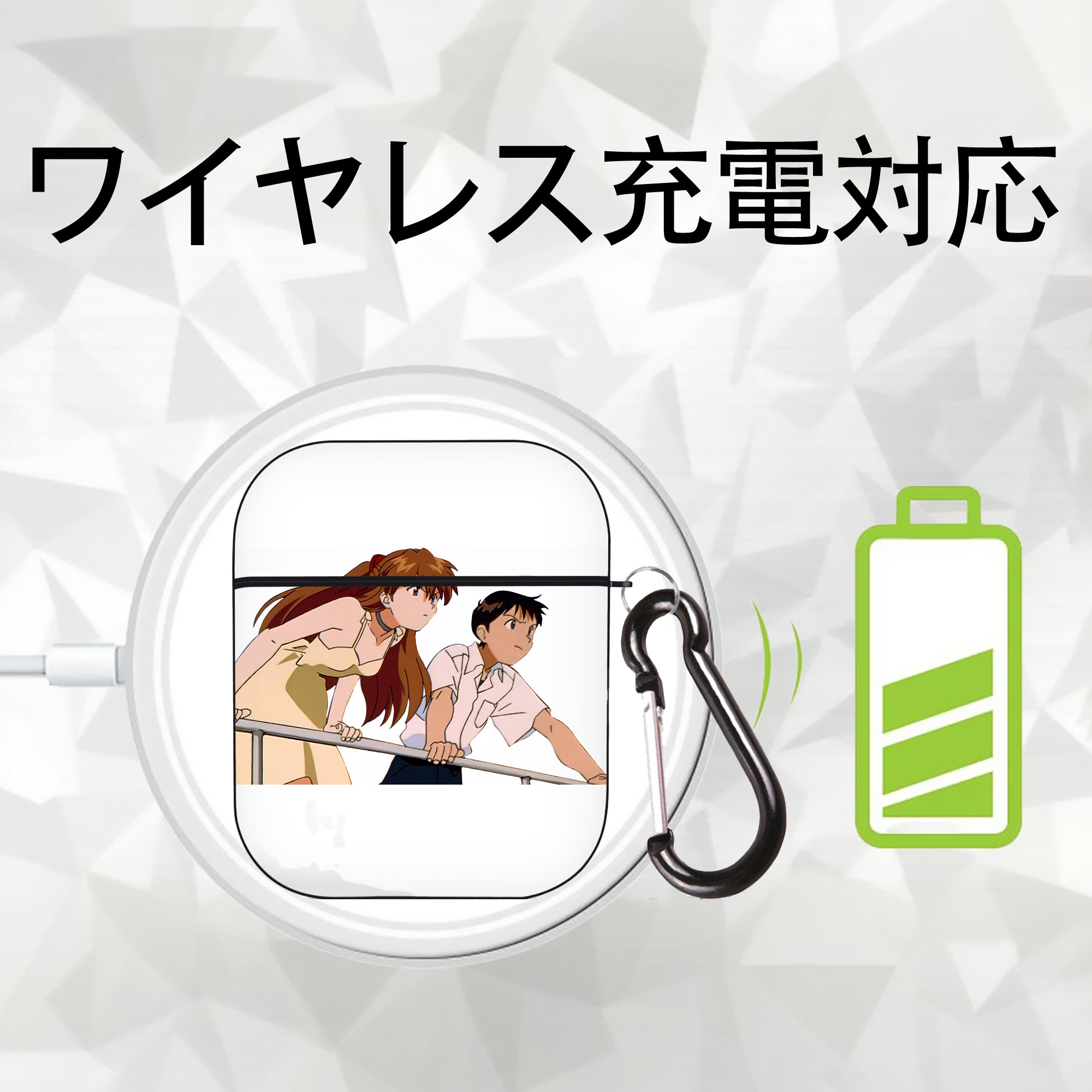 EVA 新世紀エヴァンゲリオン AirPods 第2世代保護ケース ハードシェル ブラック 耐衝撃・防指紋・カラビナ付き