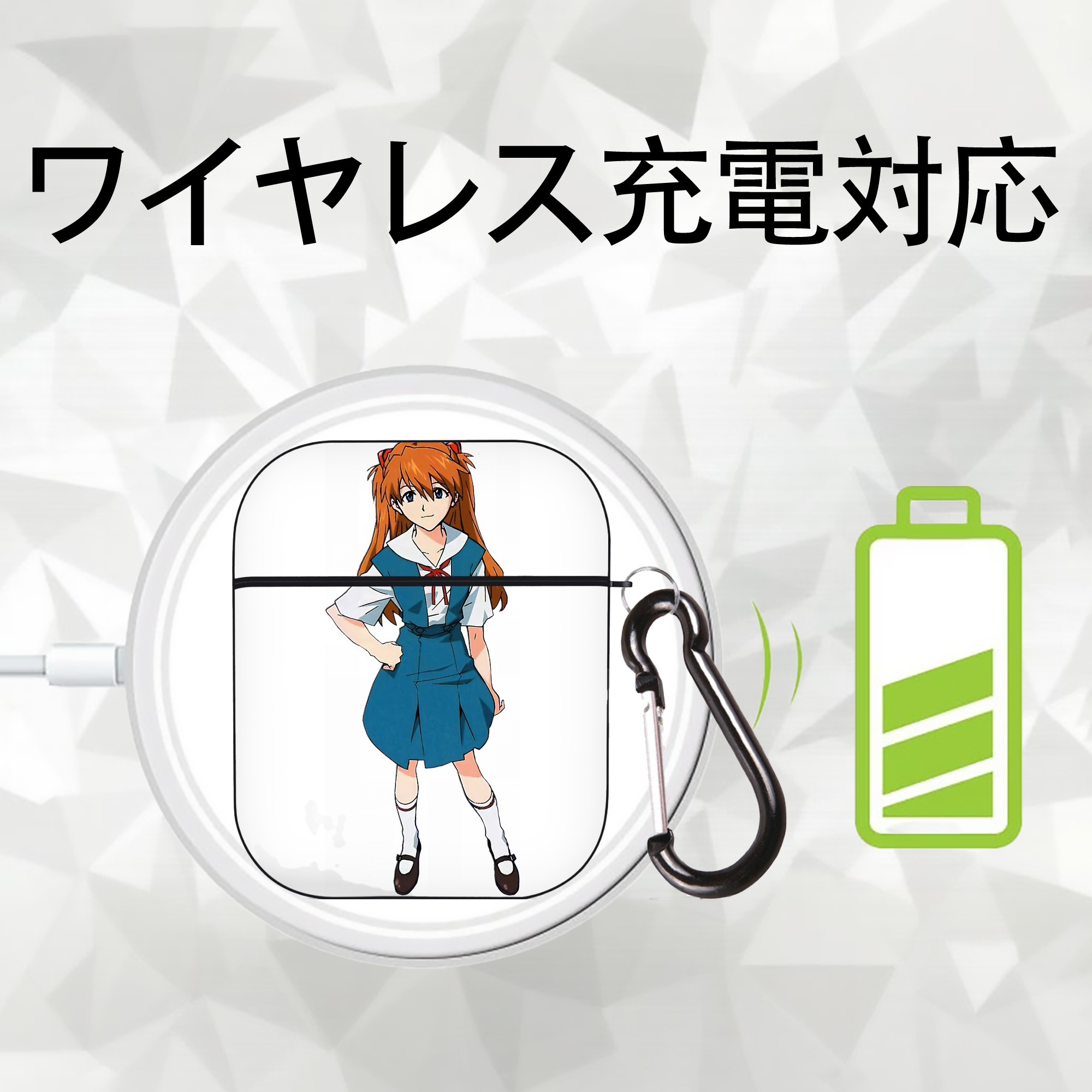 EVA 新世紀エヴァンゲリオン AirPods 第2世代保護ケース ハードシェル ブラック 耐衝撃・防指紋・カラビナ付き