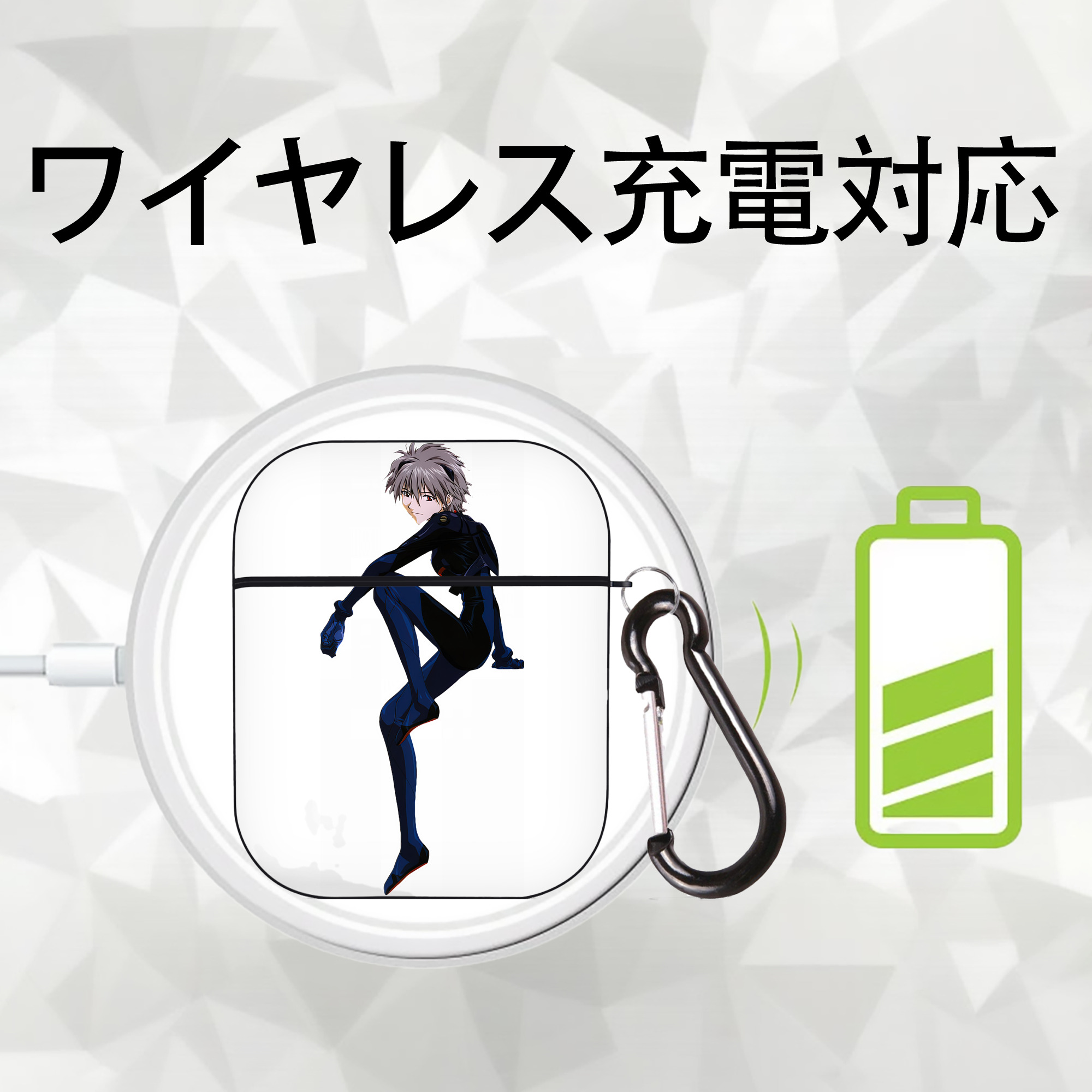 EVA 新世紀エヴァンゲリオン AirPods 第2世代保護ケース ハードシェル ブラック 耐衝撃・防指紋・カラビナ付き