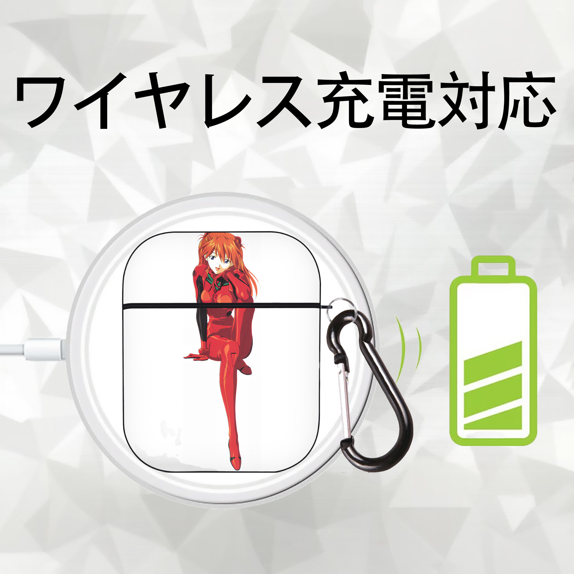 EVA 新世紀エヴァンゲリオン AirPods 第2世代保護ケース ハードシェル ブラック 耐衝撃・防指紋・カラビナ付き