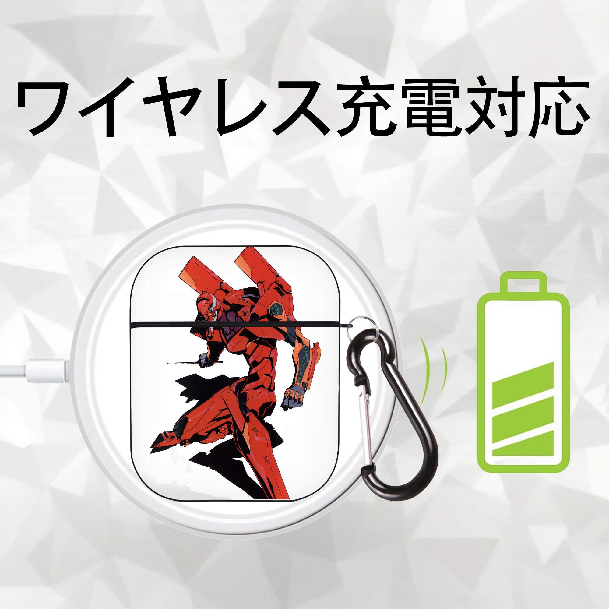 EVA 新世紀エヴァンゲリオン AirPods 第2世代保護ケース ハードシェル ブラック 耐衝撃・防指紋・カラビナ付き