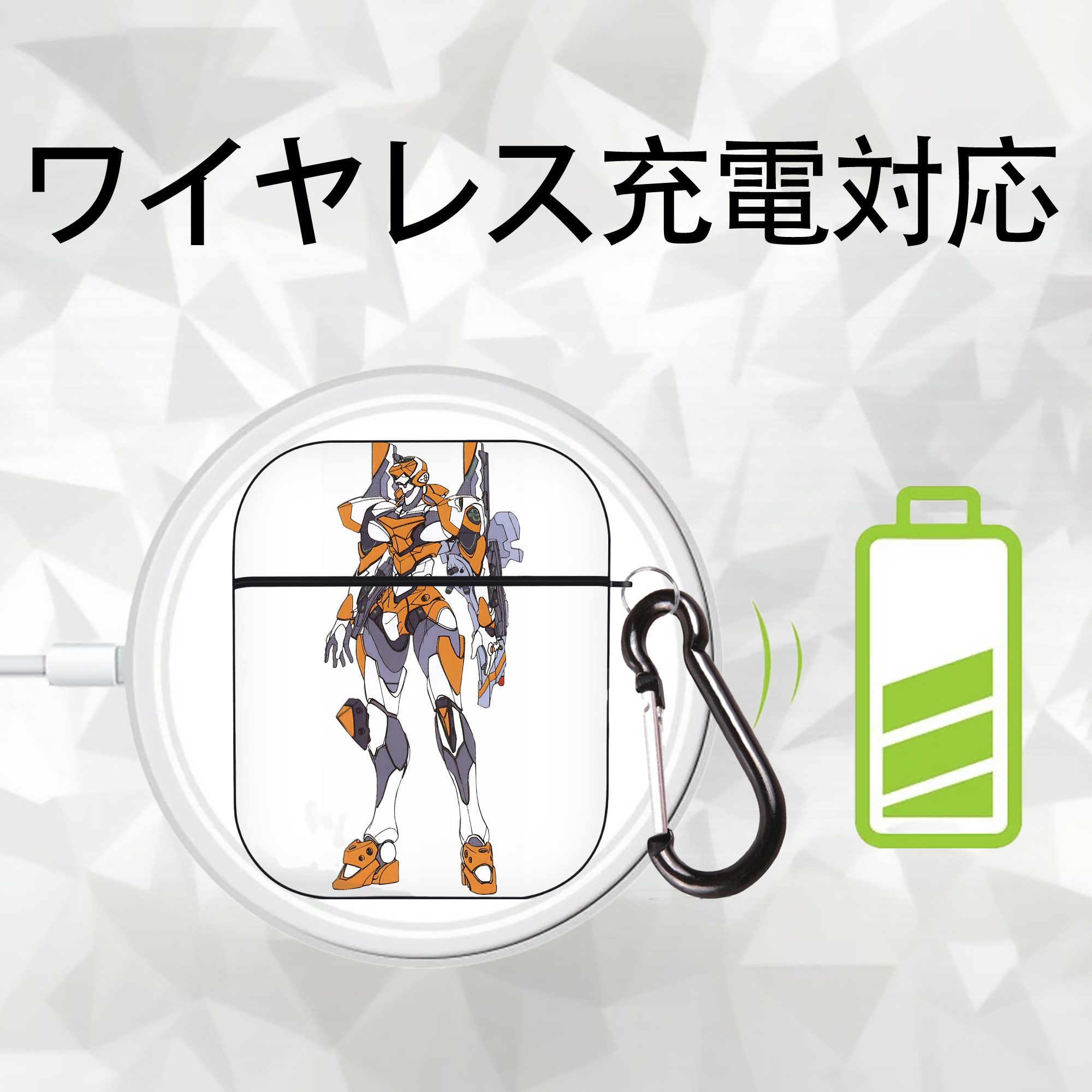 EVA 新世紀エヴァンゲリオン AirPods 第2世代保護ケース ハードシェル ブラック 耐衝撃・防指紋・カラビナ付き