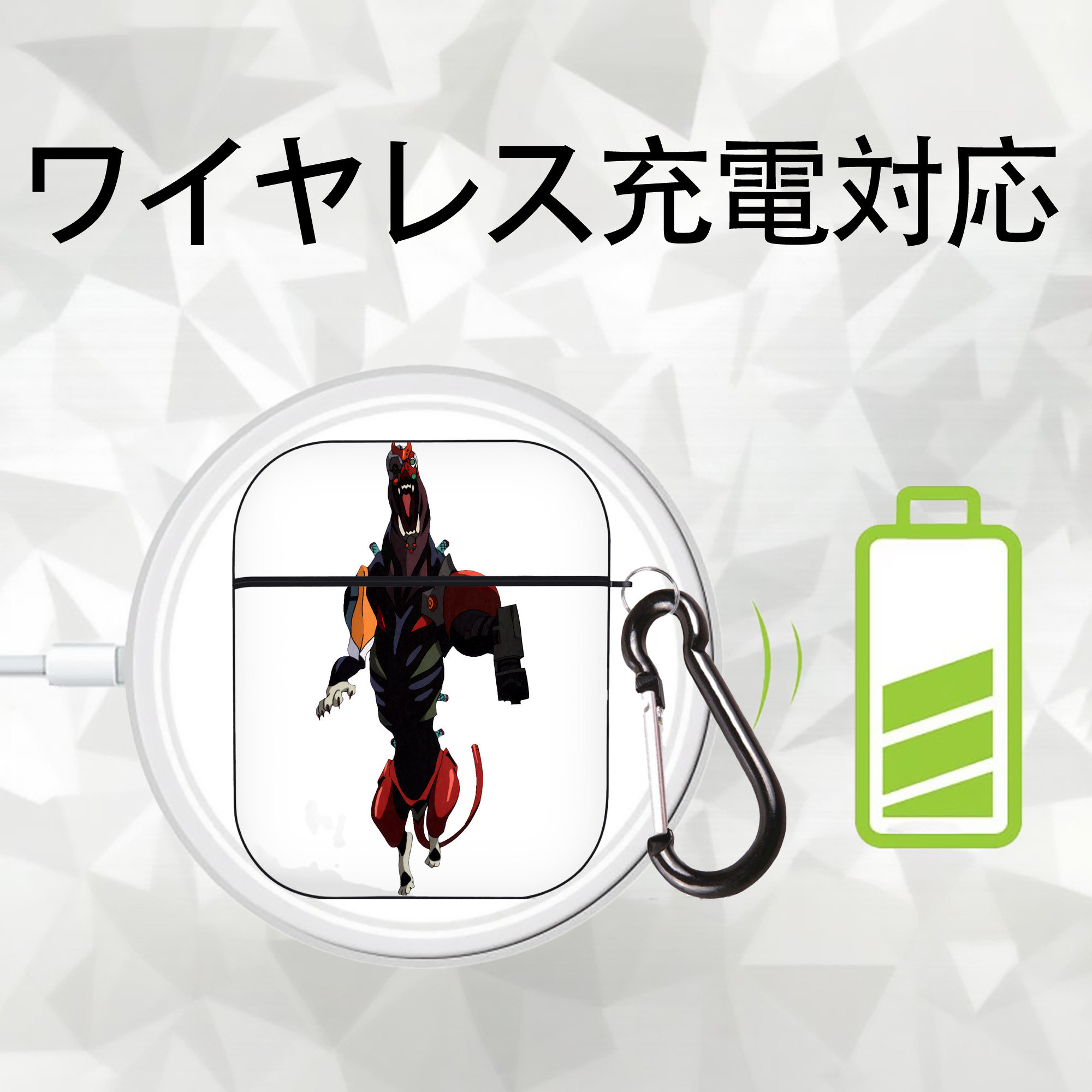 EVA 新世紀エヴァンゲリオン AirPods 第2世代保護ケース ハードシェル ブラック 耐衝撃・防指紋・カラビナ付き