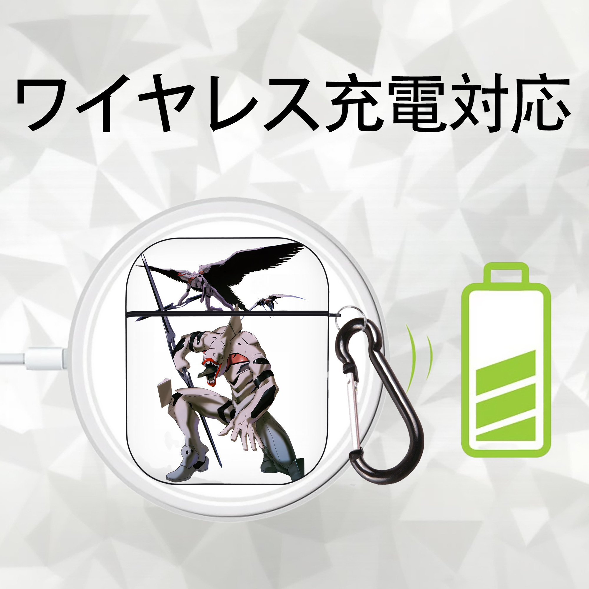 EVA 新世紀エヴァンゲリオン AirPods 第2世代保護ケース ハードシェル ブラック 耐衝撃・防指紋・カラビナ付き