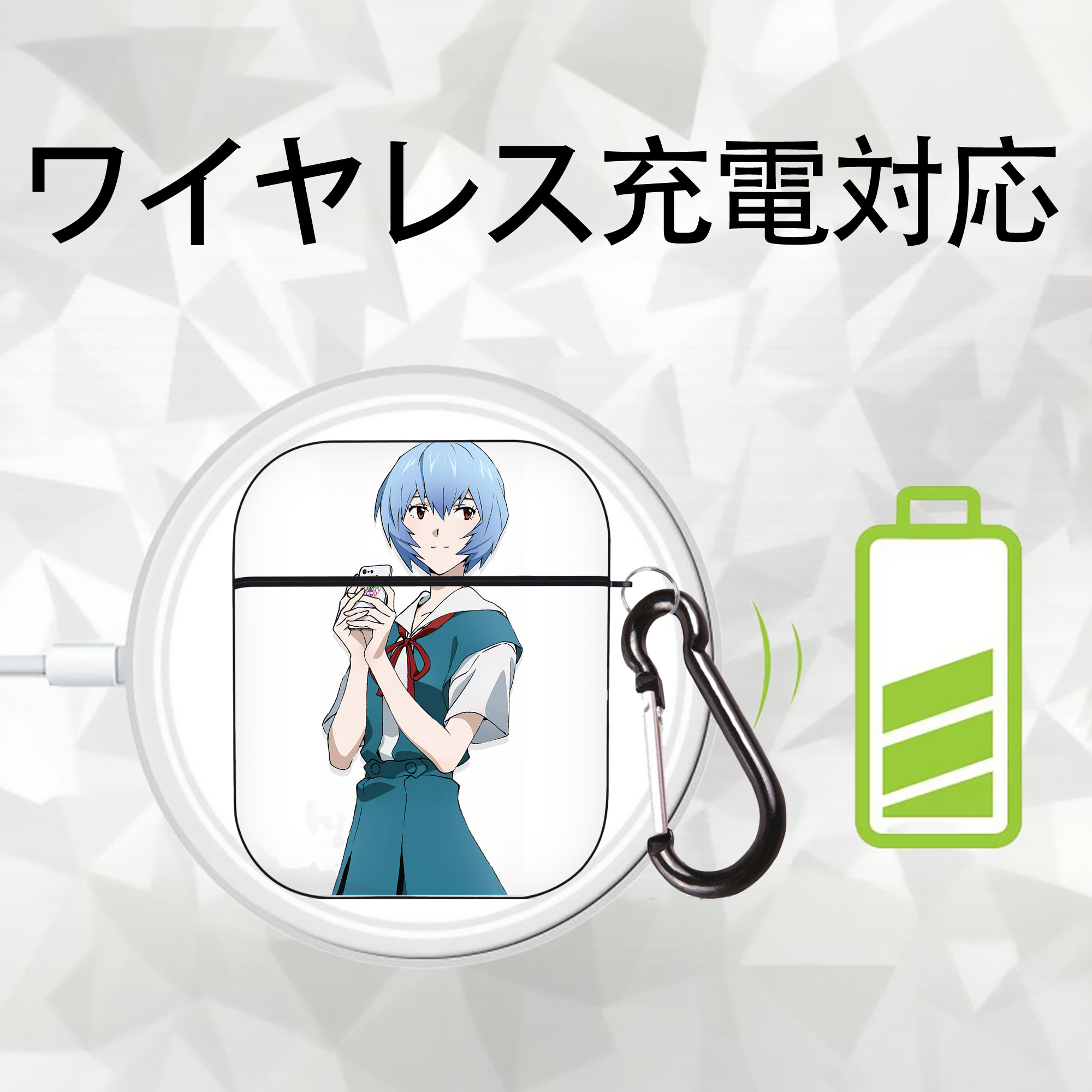 EVA 新世紀エヴァンゲリオン AirPods 第2世代保護ケース ハードシェル ブラック 耐衝撃・防指紋・カラビナ付き