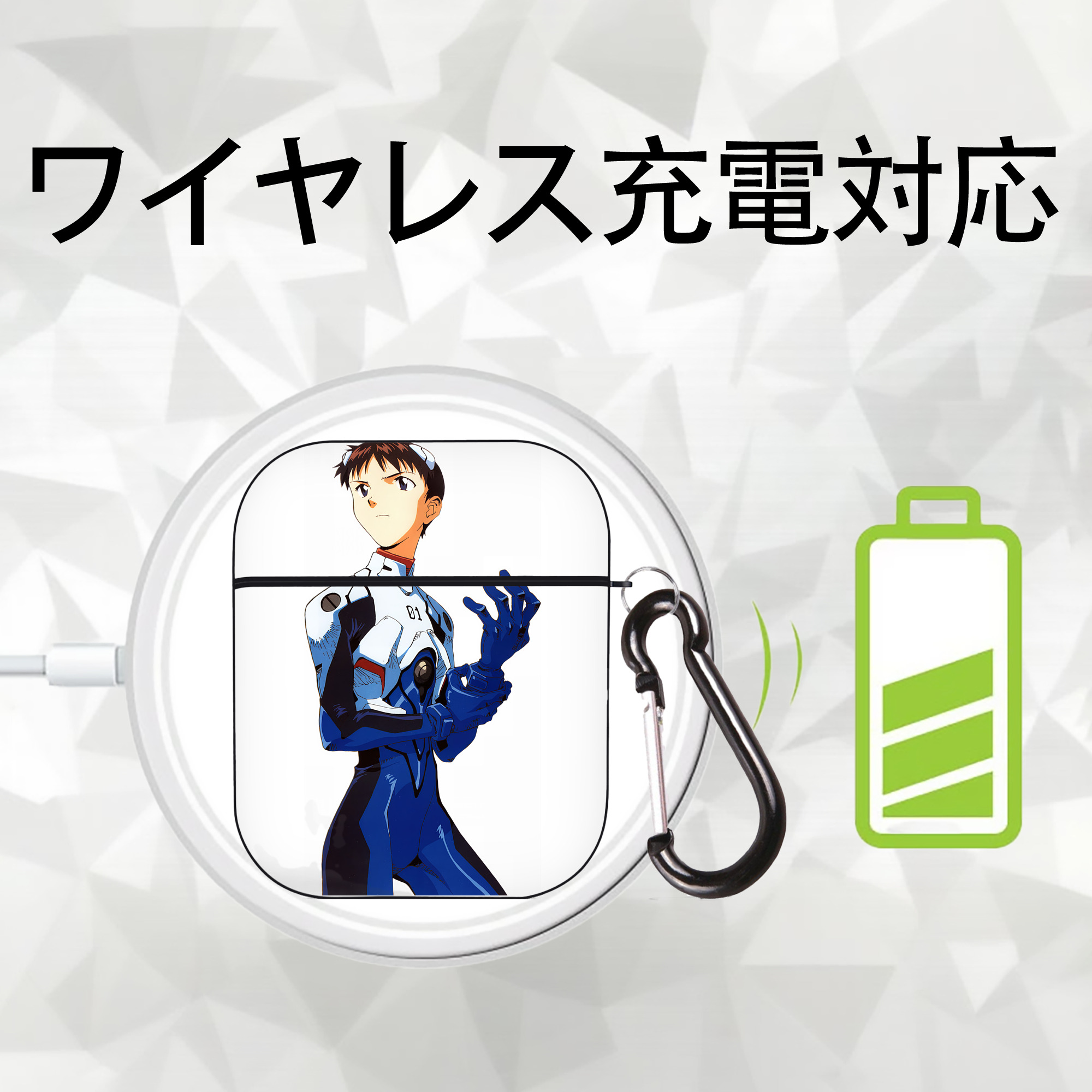 EVA 新世紀エヴァンゲリオン AirPods 第2世代保護ケース ハードシェル ブラック 耐衝撃・防指紋・カラビナ付き