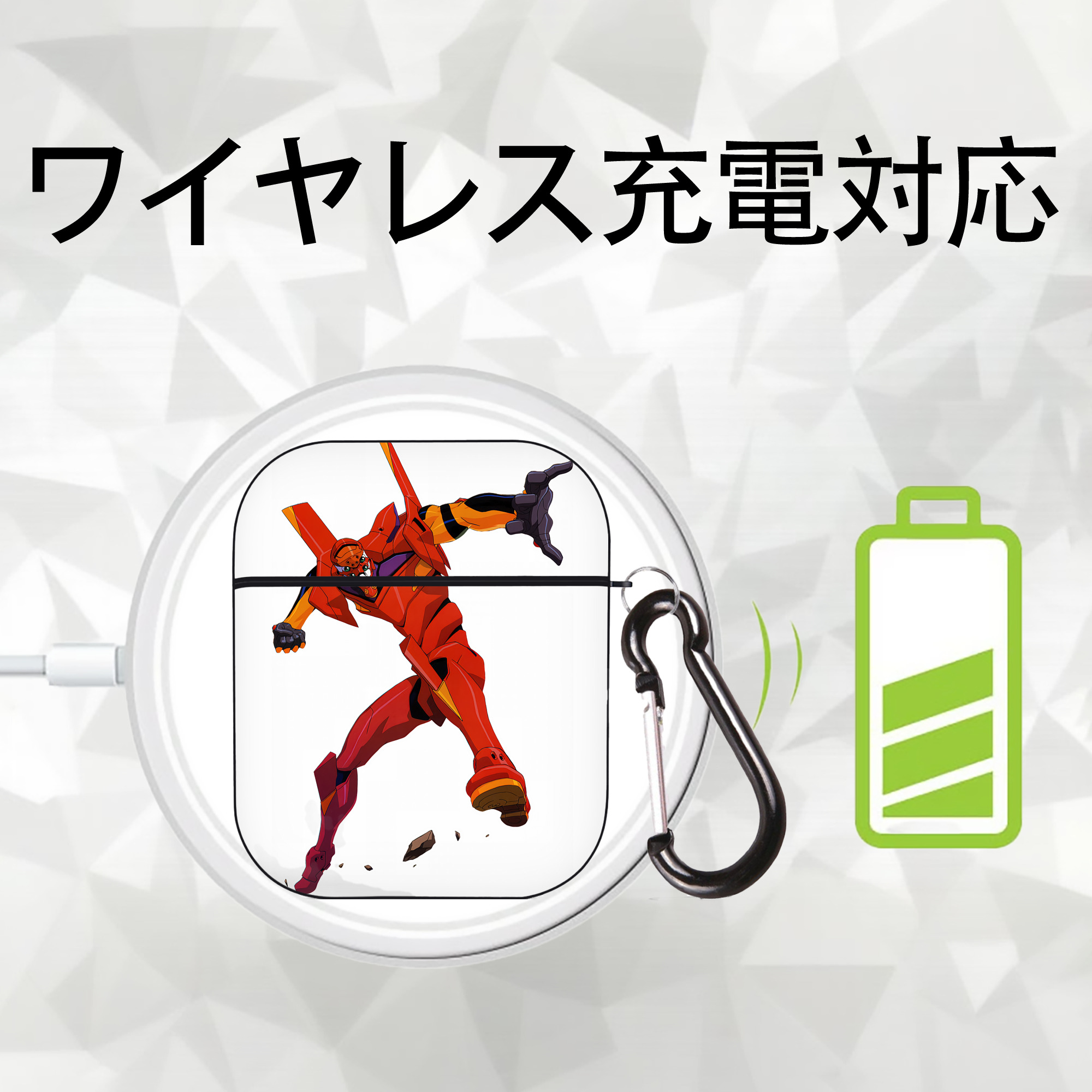 EVA 新世紀エヴァンゲリオン AirPods 第2世代保護ケース ハードシェル ブラック 耐衝撃・防指紋・カラビナ付き