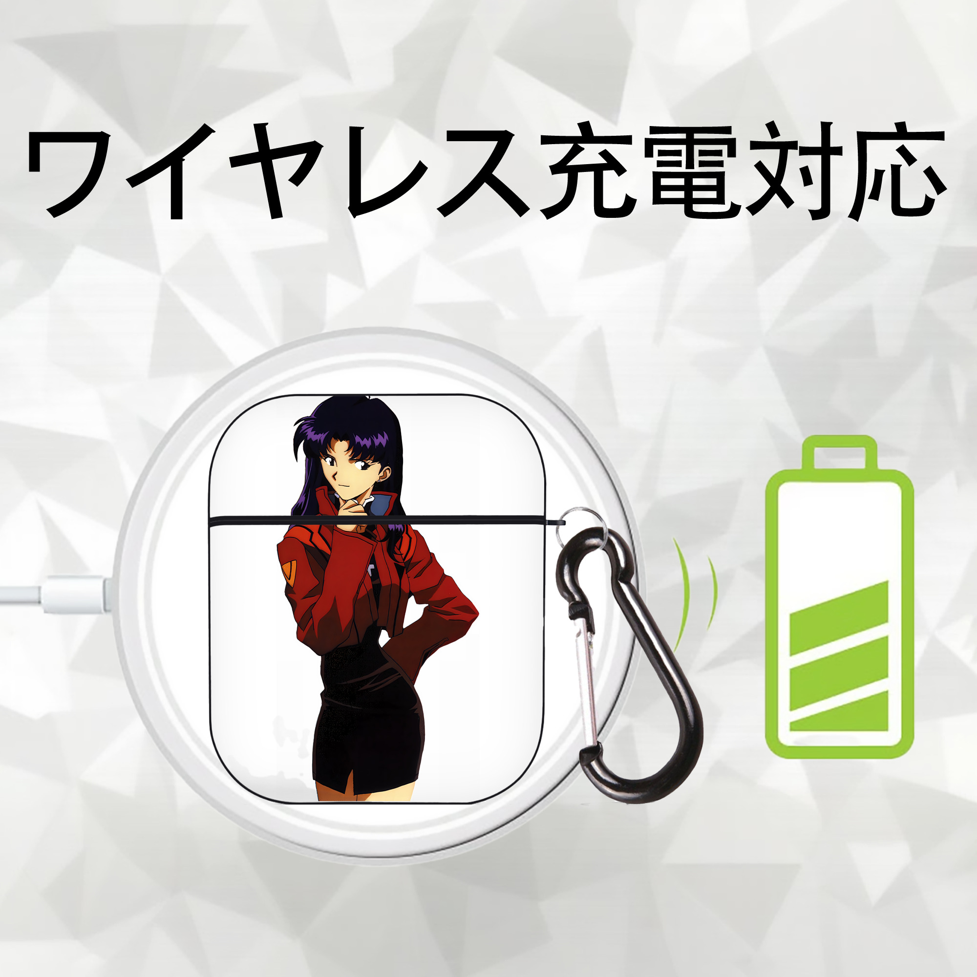 EVA 新世紀エヴァンゲリオン AirPods 第2世代保護ケース ハードシェル ブラック 耐衝撃・防指紋・カラビナ付き