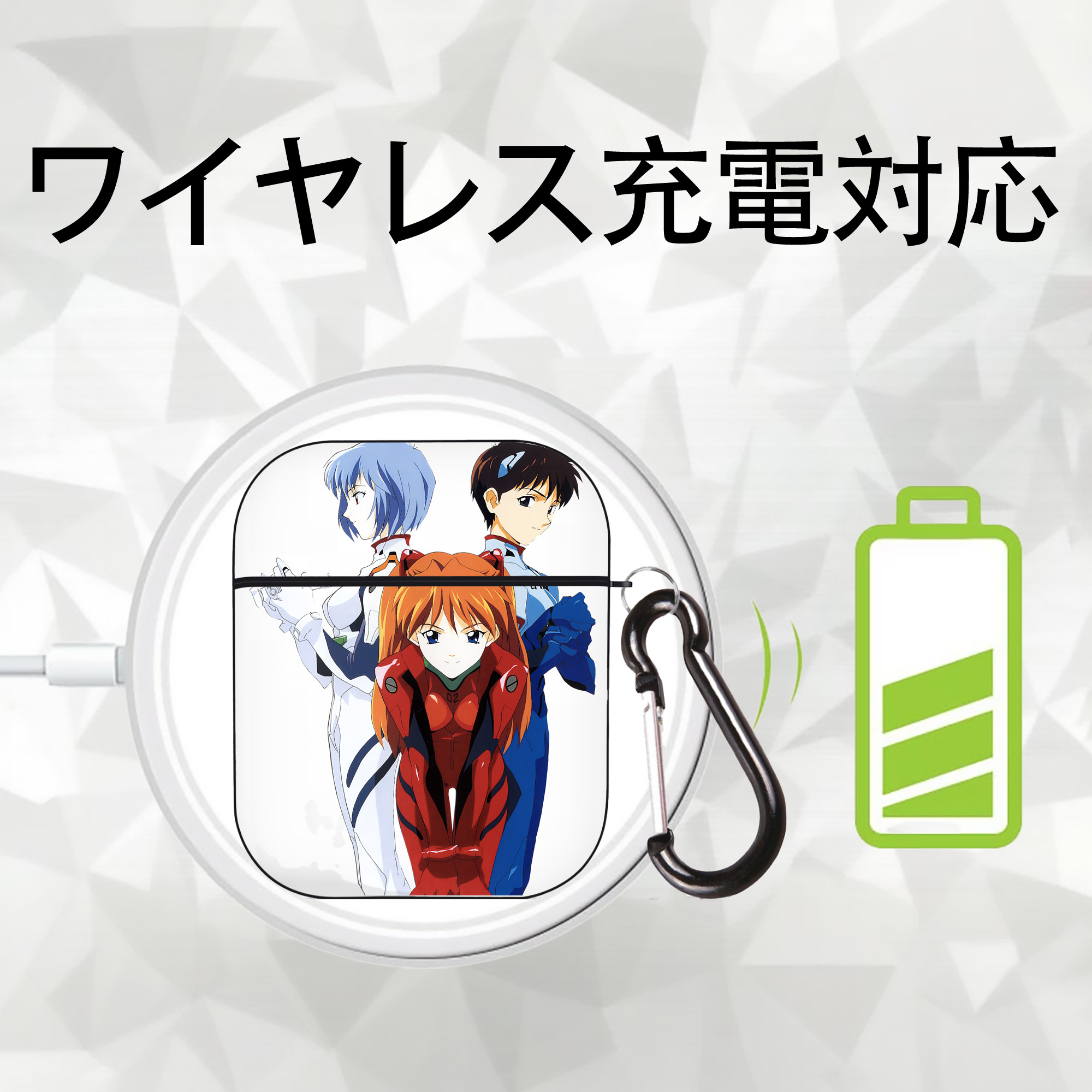 EVA 新世紀エヴァンゲリオン AirPods 第2世代保護ケース ハードシェル ブラック 耐衝撃・防指紋・カラビナ付き