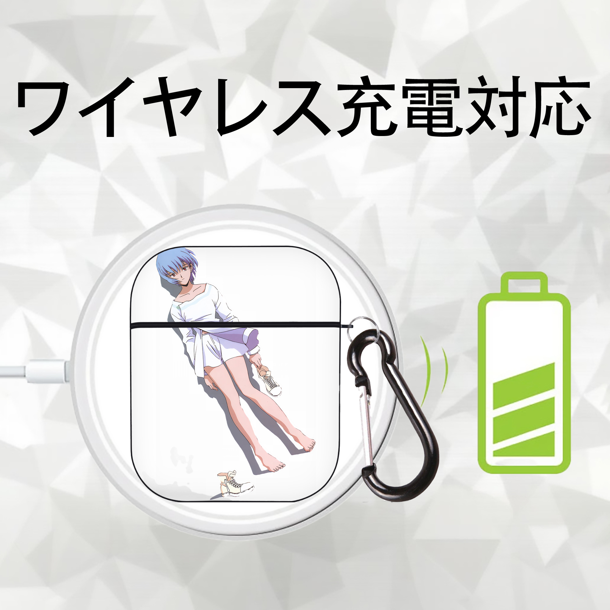 EVA 新世紀エヴァンゲリオン AirPods 第2世代保護ケース ハードシェル ブラック 耐衝撃・防指紋・カラビナ付き