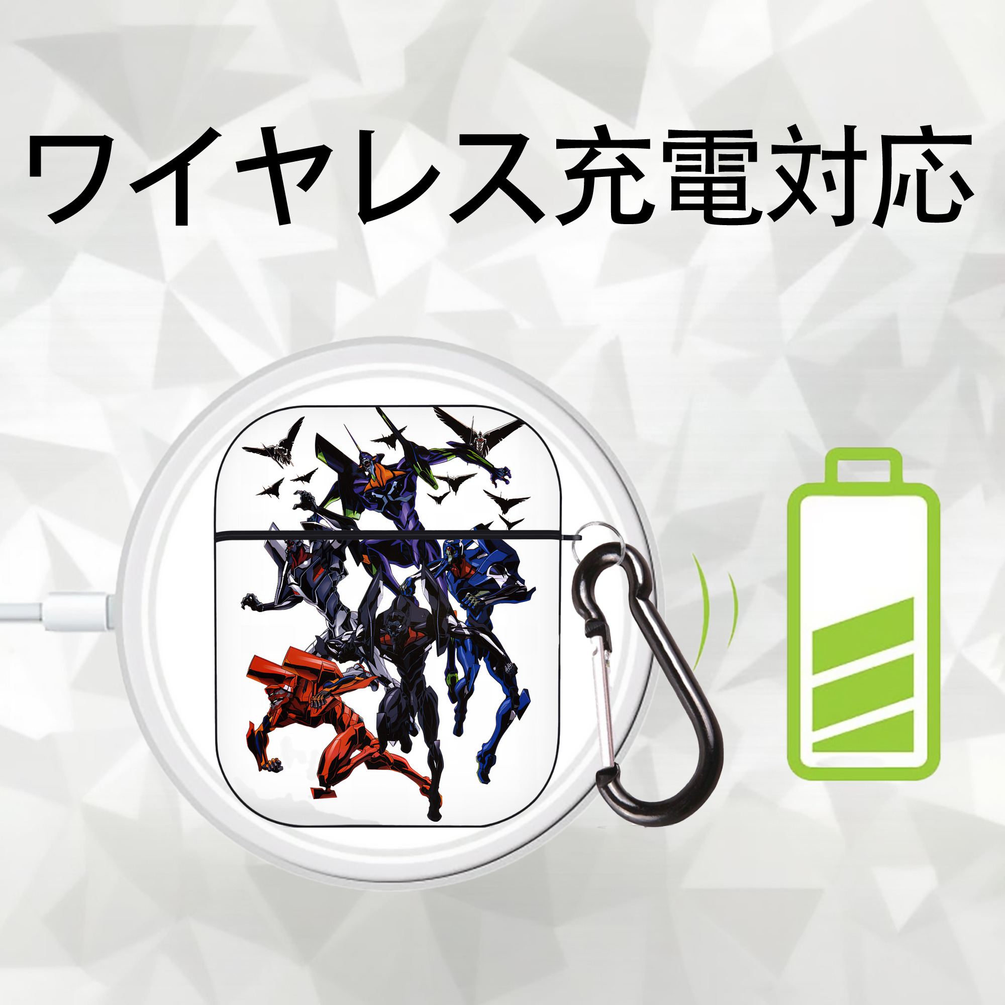EVA 新世紀エヴァンゲリオン AirPods 第2世代保護ケース ハードシェル ブラック 耐衝撃・防指紋・カラビナ付き