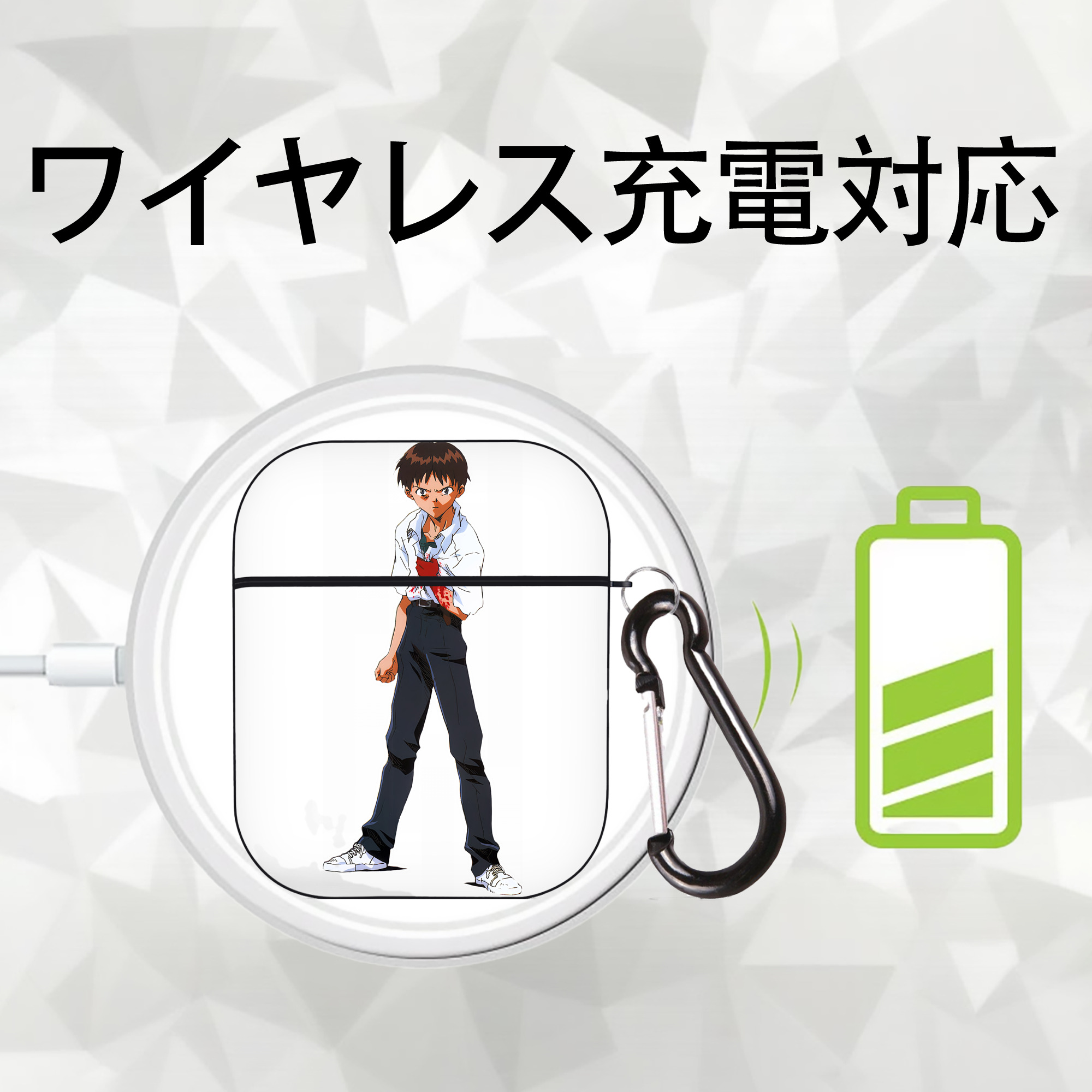 EVA 新世紀エヴァンゲリオン AirPods 第2世代保護ケース ハードシェル ブラック 耐衝撃・防指紋・カラビナ付き